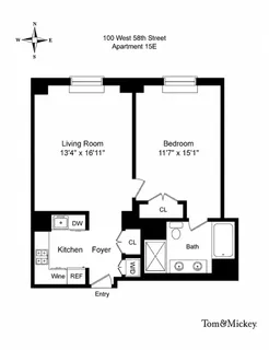 $995,000 | 100 West 58th Street, Unit 15E | Midtown Central