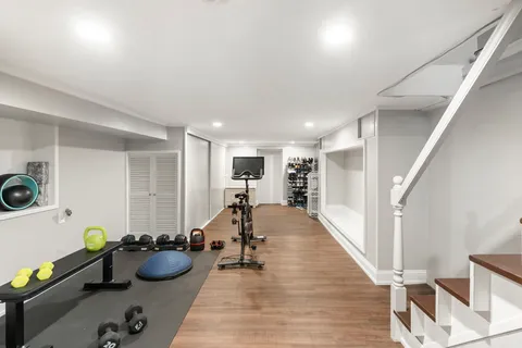 a view of a room with gym equipment