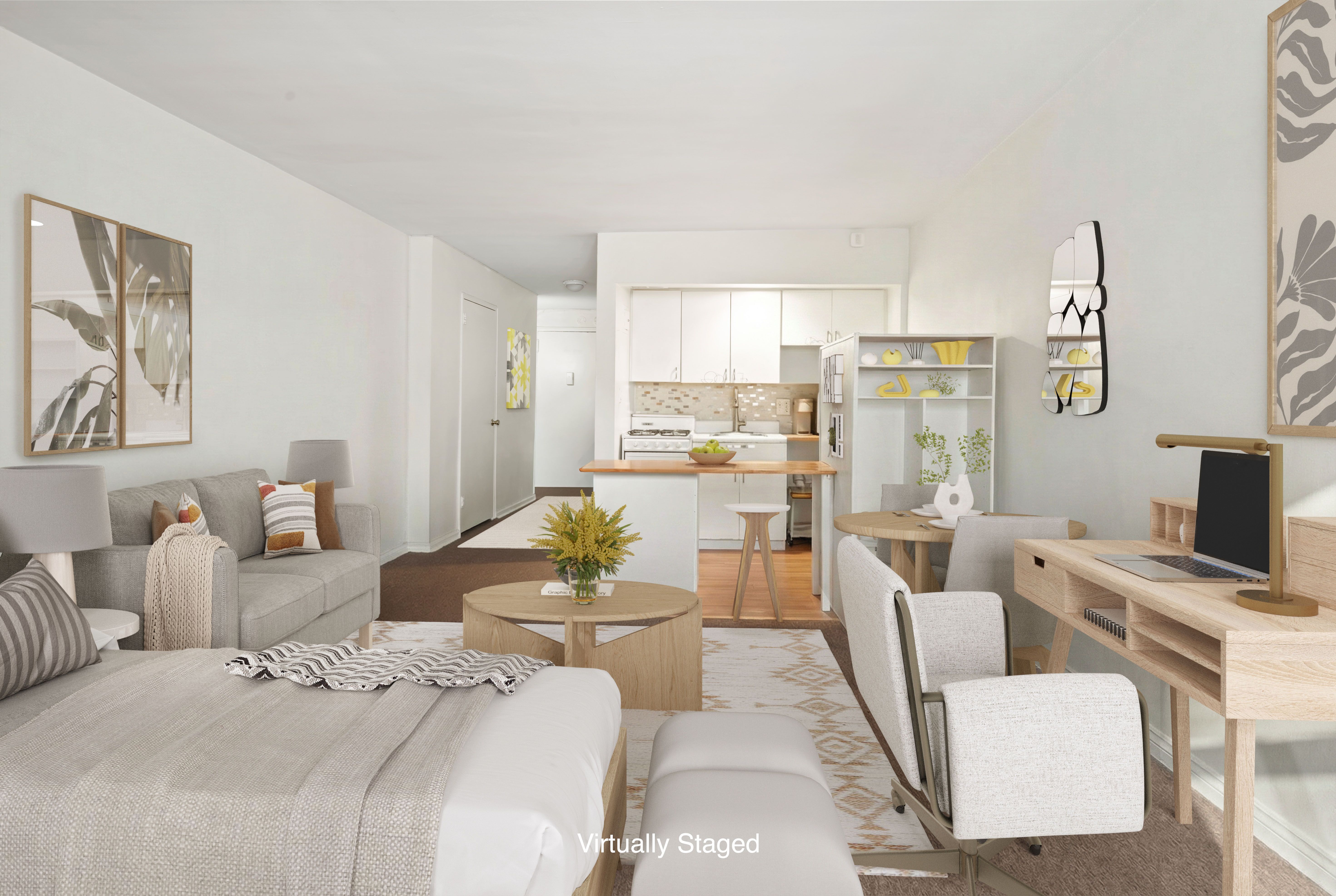 649 2nd Avenue, Unit 4G Manhattan, NY 10016 - Photo 5 of 12 a living room with furniture and a fireplace