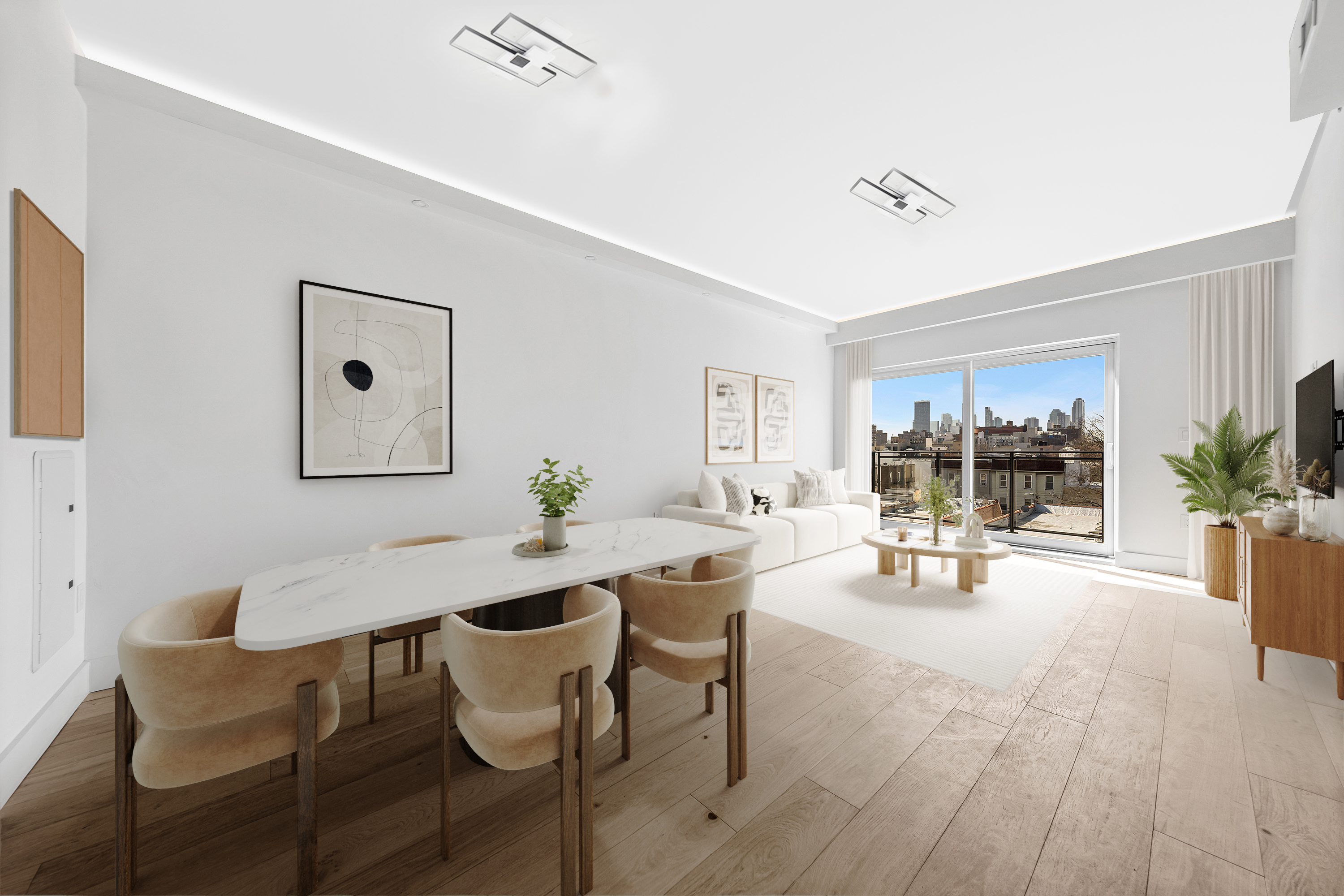 12-16 30th Avenue, Unit PH3 Queens, NY 11102 - Photo 2 of 19 a view of a dining room with furniture and a potted plant