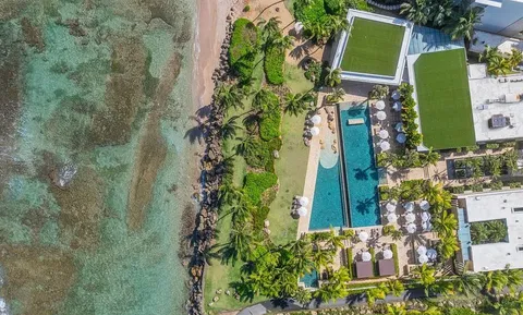 an aerial view of a house