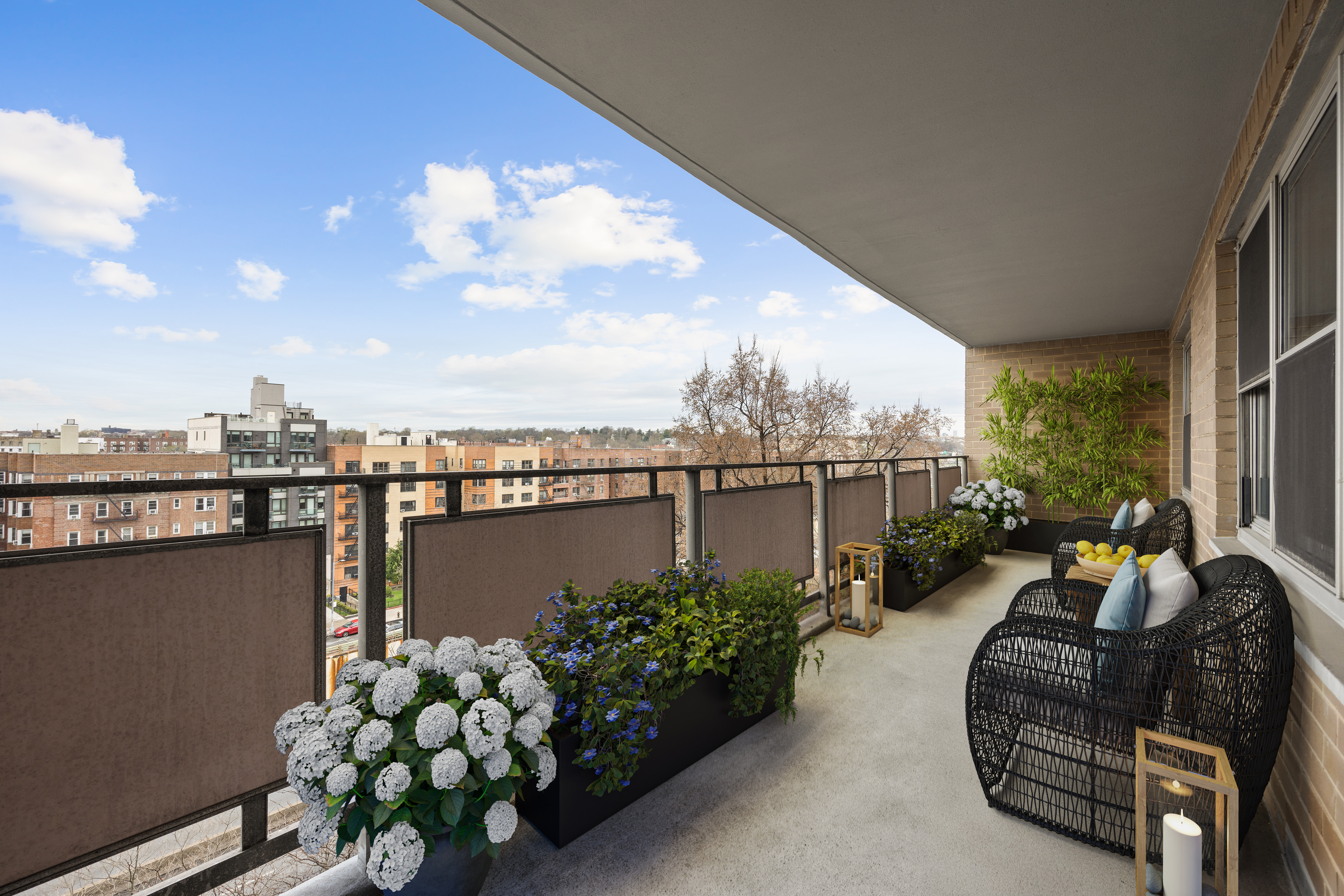 135 Ocean Parkway, Unit 9M Brooklyn, NY 11218 - Photo 3 of 18 a balcony with couple of cars parked in front of it