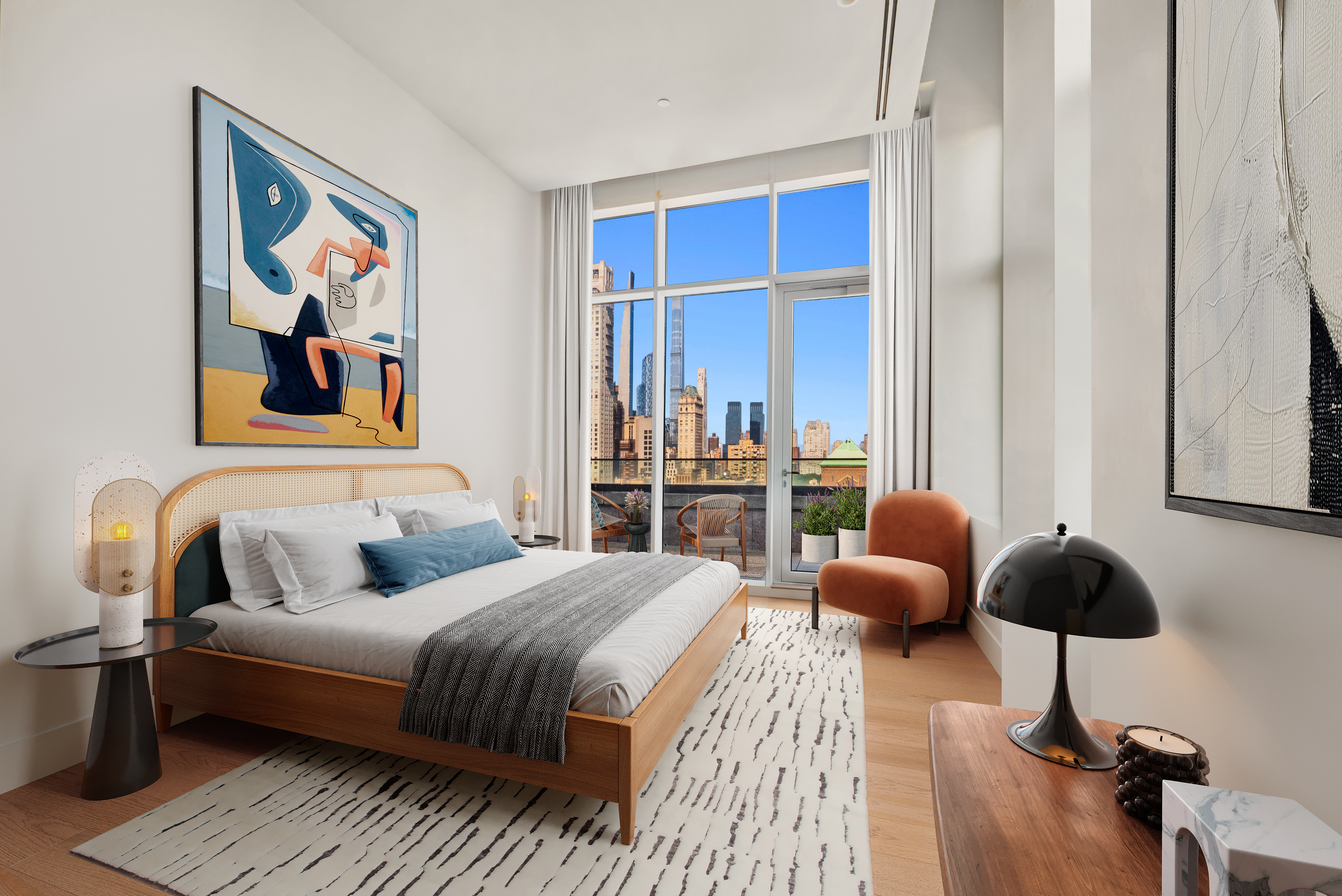 1059 3rd Avenue, Unit 25 Manhattan, NY 10065 - Photo 5 of 13 a bedroom with a bed and glass window