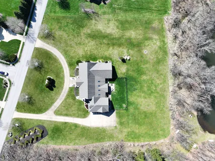 an aerial view of a house