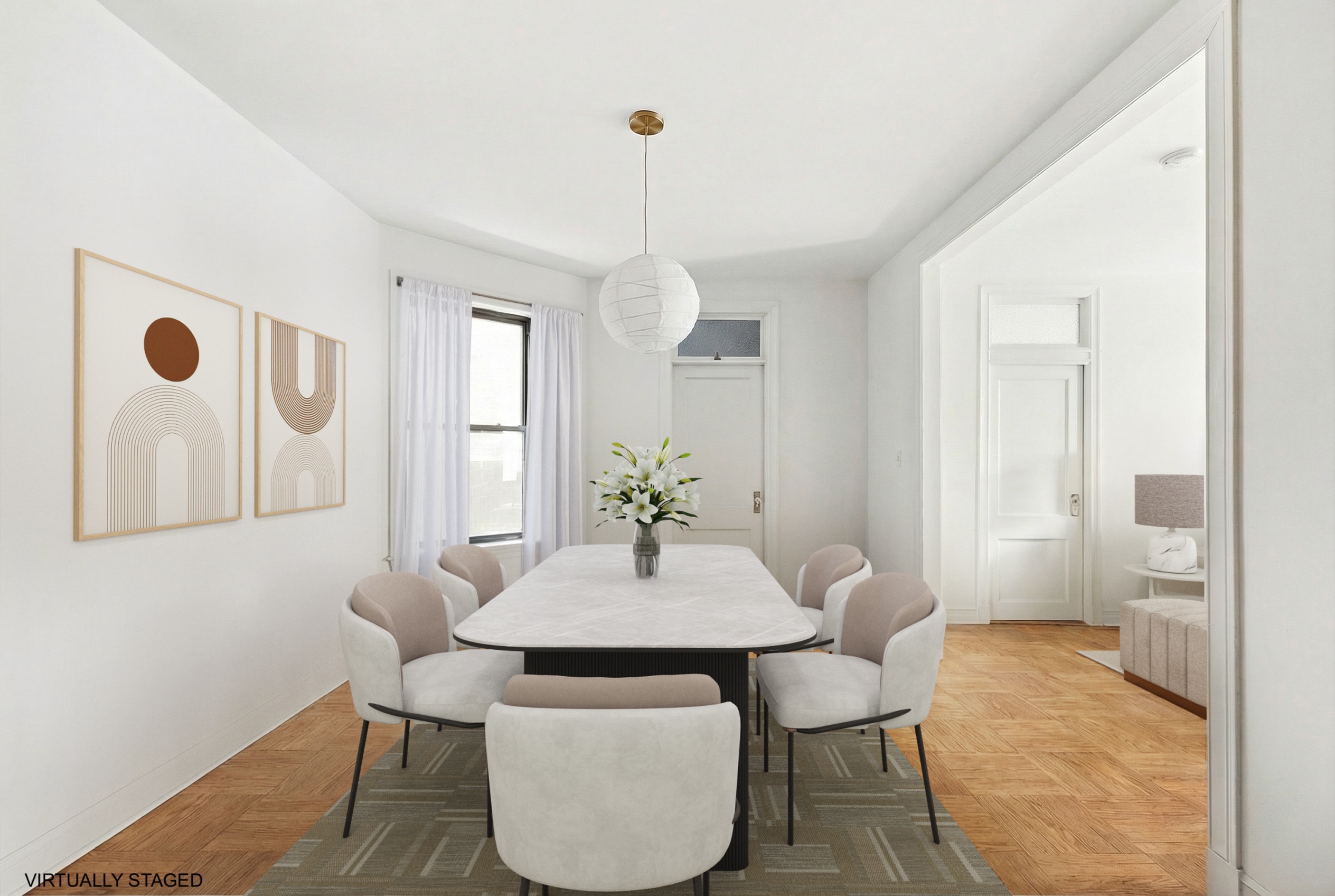 137 West 142nd Street, Unit 4B Manhattan, NY 10030 - Photo 3 of 8 a dining room with furniture and window