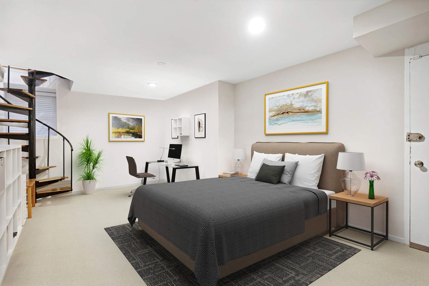 24 West 83rd Street, Unit 1F Manhattan, NY 10024 - Photo 3 of 6 a bedroom with a bed a mirror and a potted plant