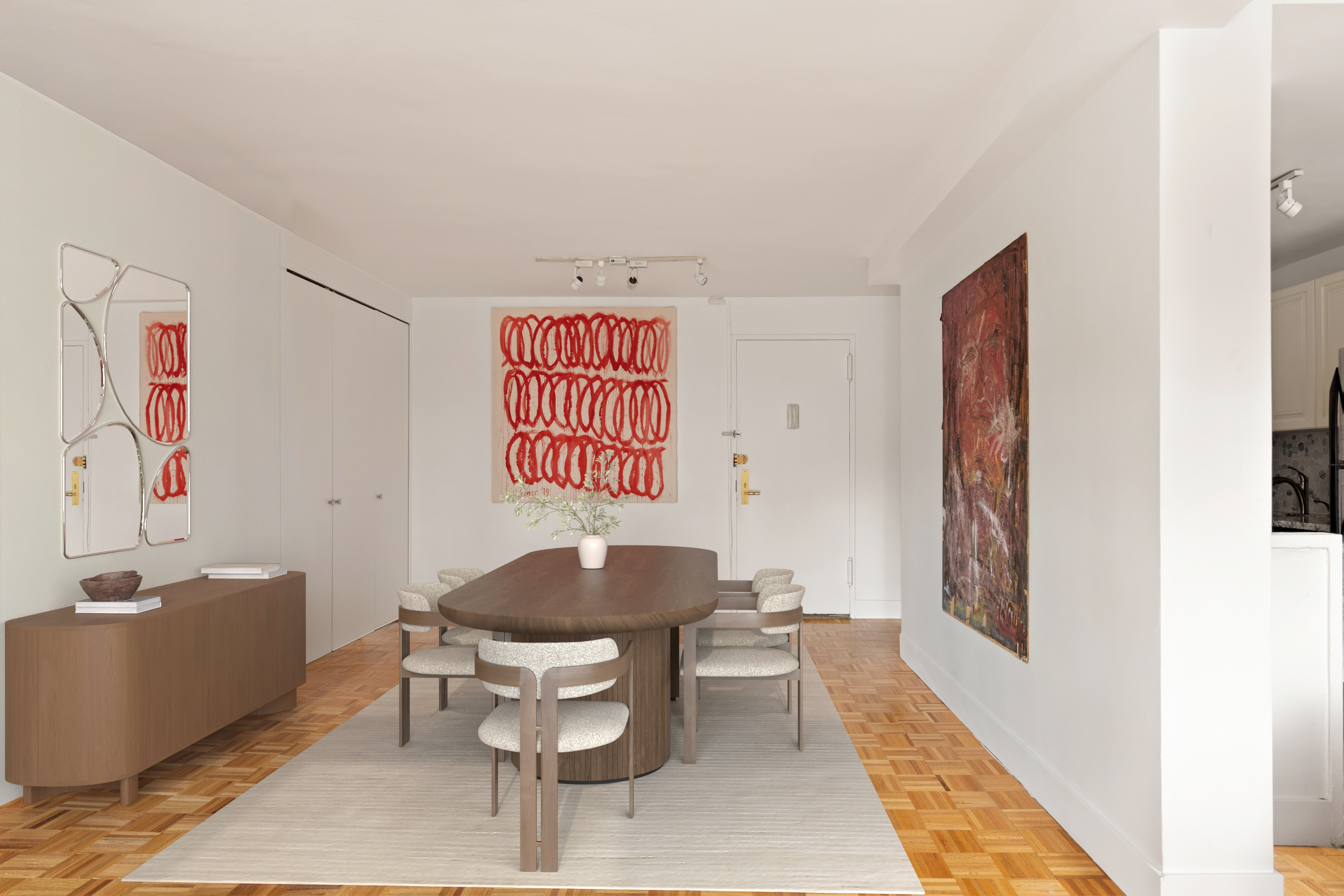 525 East 82nd Street, Unit 12E Manhattan, NY 10028 - Photo 9 of 29 a living room with furniture and a table