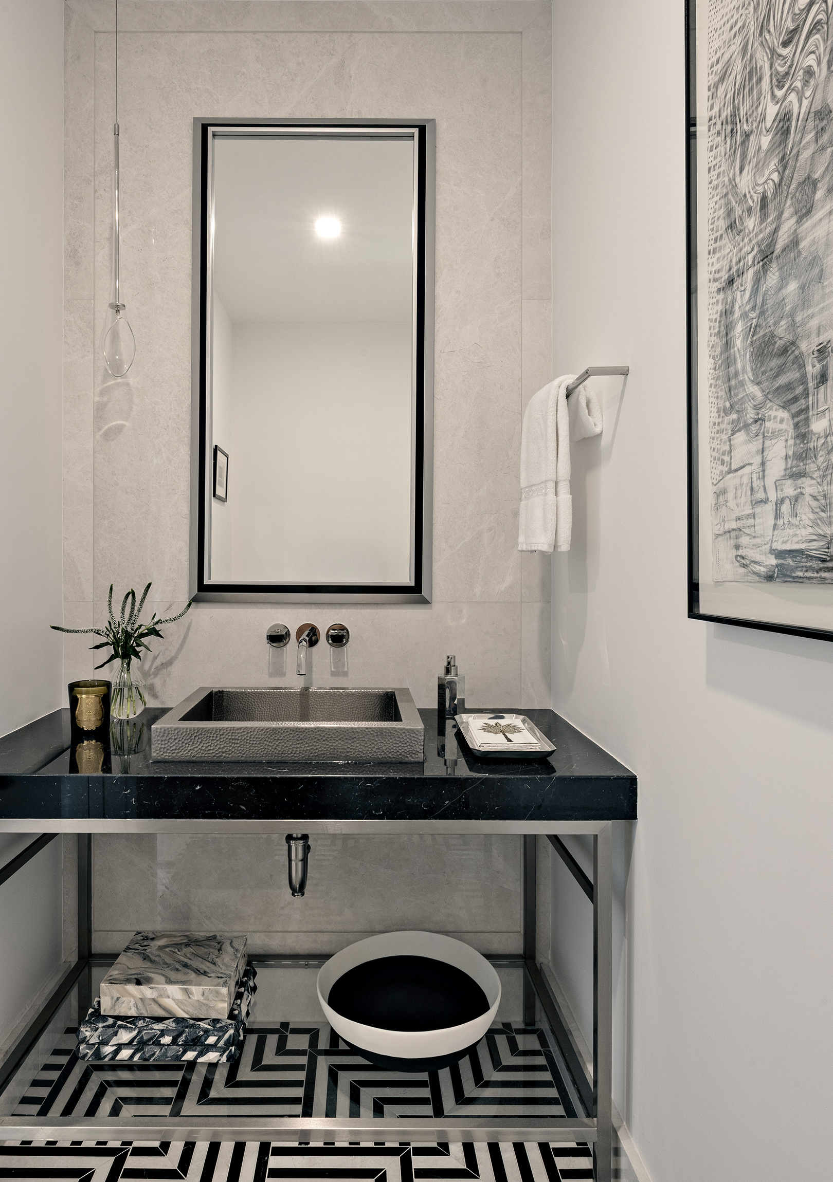 200 Amsterdam Avenue, Unit 17A Manhattan, NY 10023 - Photo 16 of 24 a bathroom with a sink and a mirror