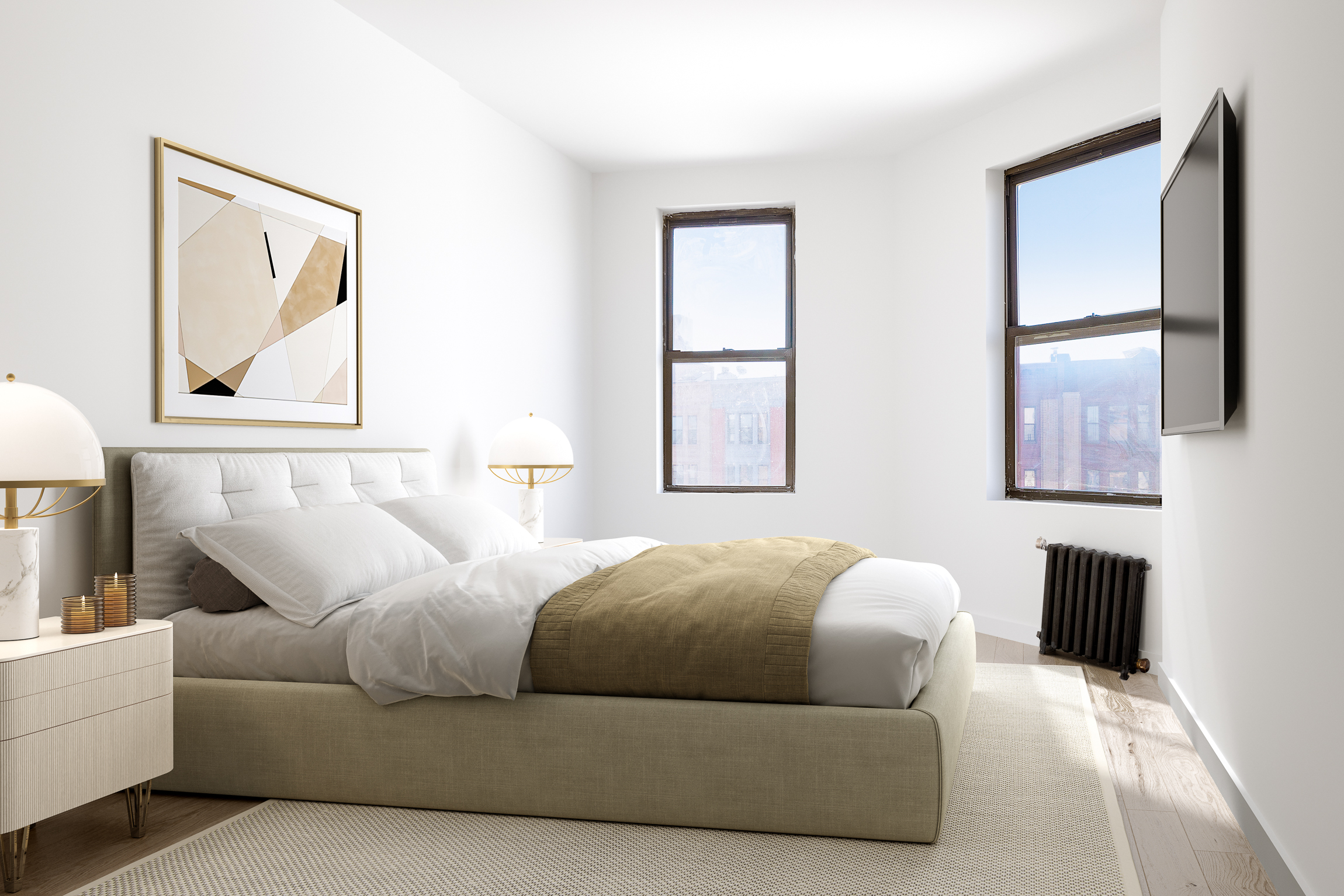 625 Park Place, Unit 3A Brooklyn, NY 11238 - Photo 7 of 9 a bedroom with a bed and wooden floor