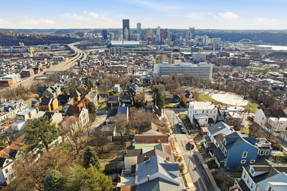 an aerial view of city