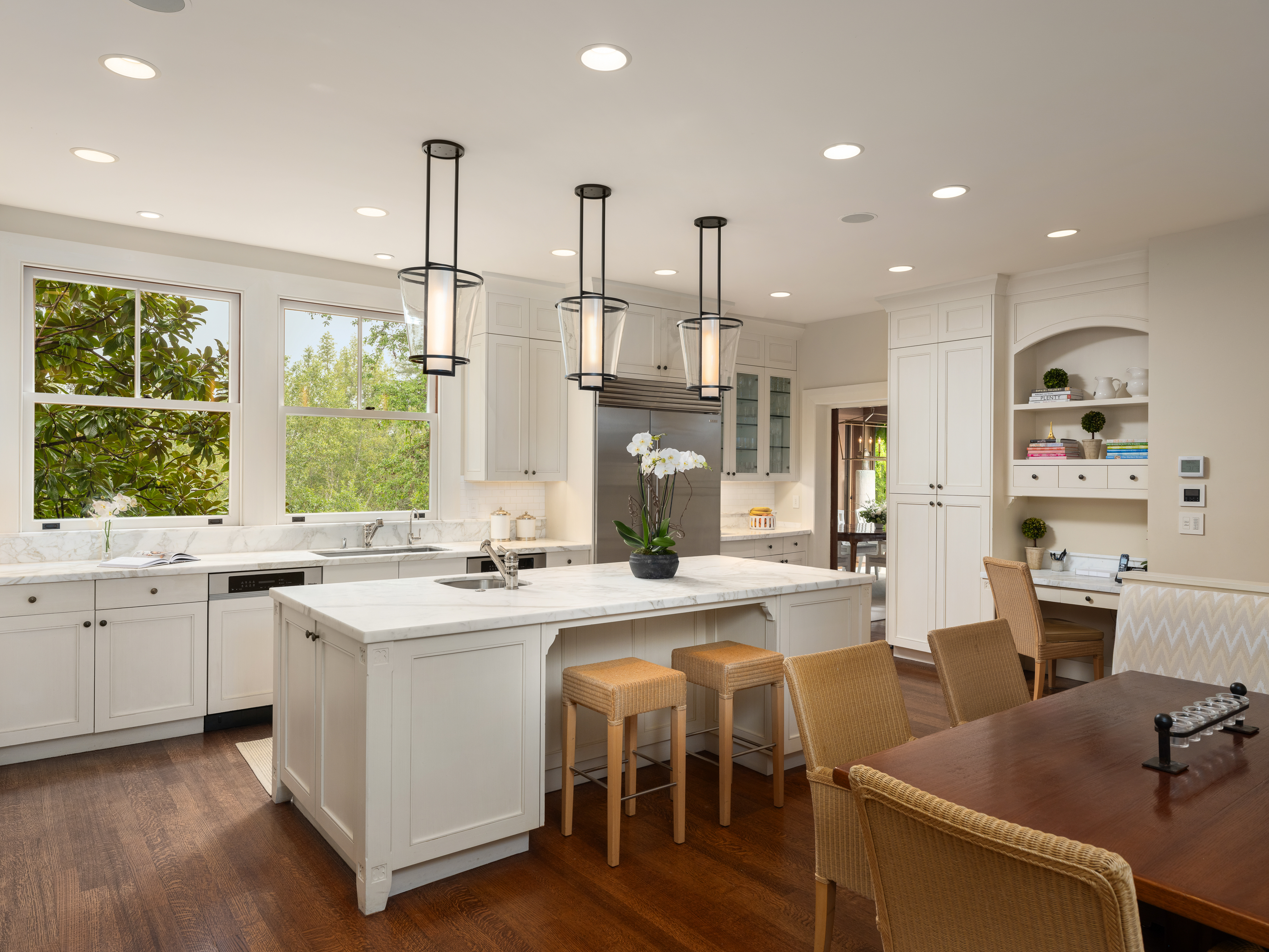 37 Upper Road Ross, CA 94957 - Photo 22 of 68 a large kitchen with lots of counter space and windows