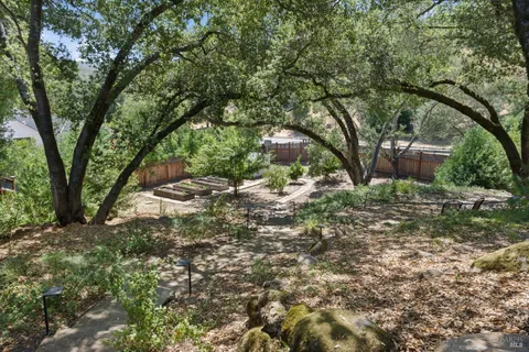a view of backyard with green space
