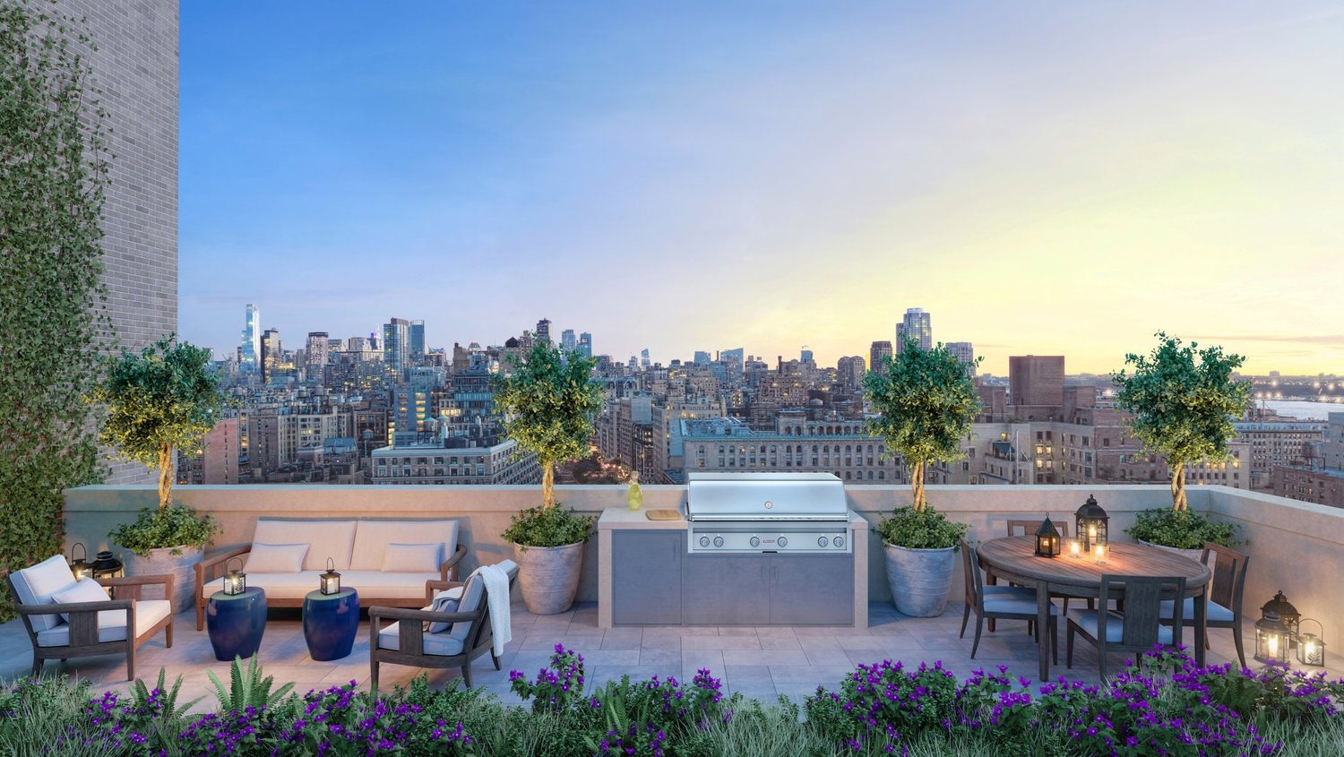 250 West 81st Street, Unit 4A Manhattan, NY 10024 - Photo 18 of 26 a view of a patio with couches table and chairs and potted plants