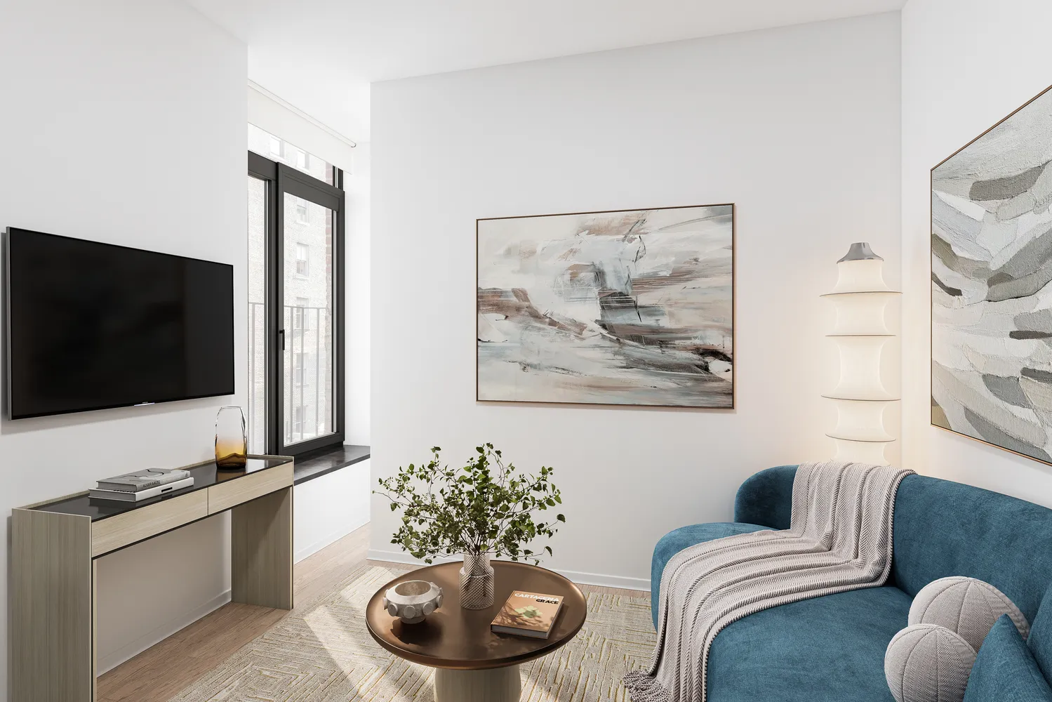a living room with furniture and a flat screen tv