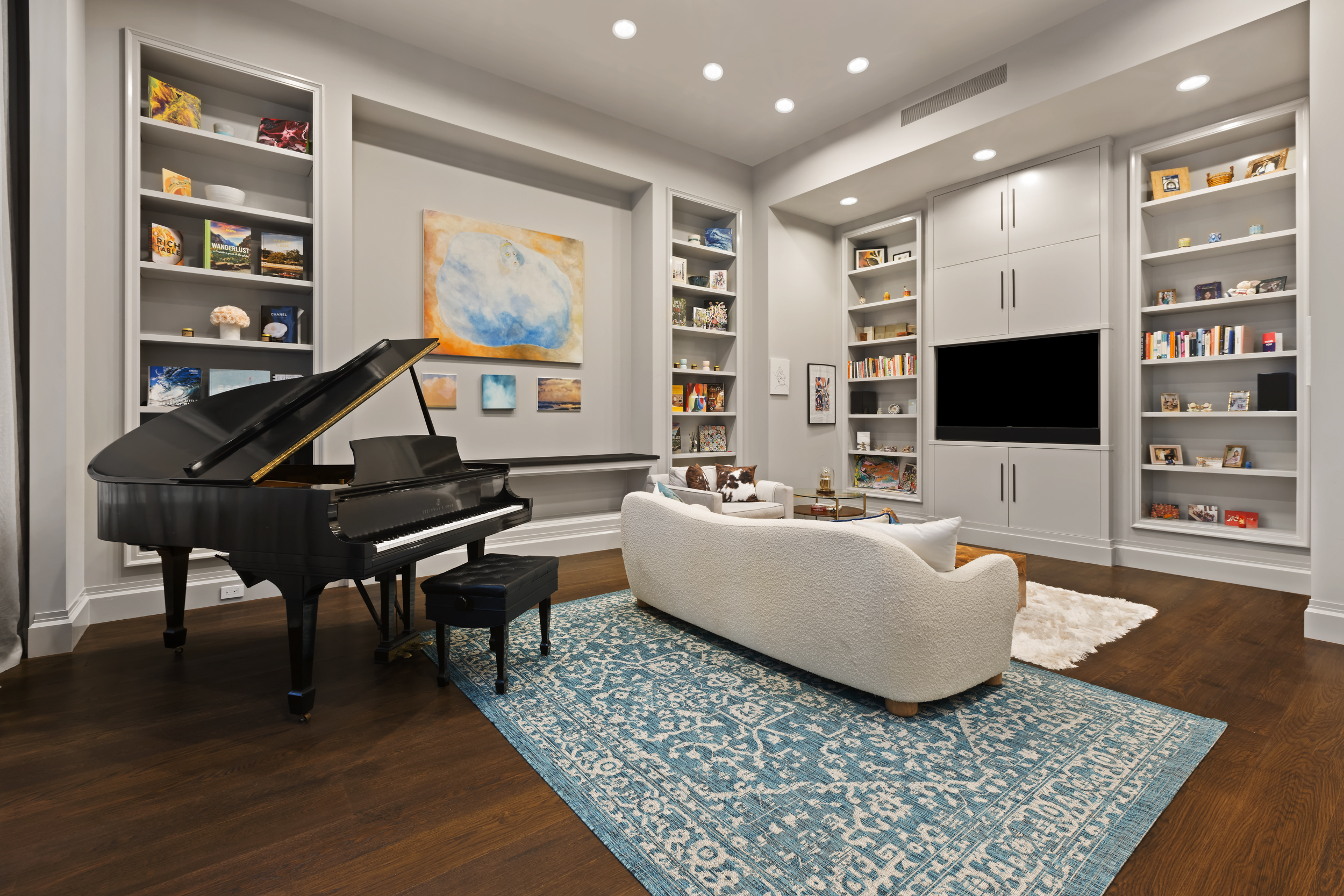114 Liberty Street, Unit 2A Manhattan, NY 10006 - Photo 2 of 17 a living room with furniture and a flat screen tv