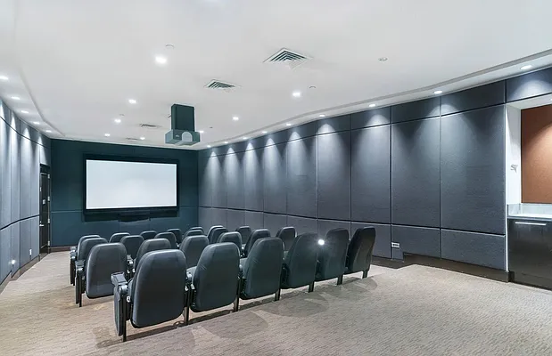 100 Riverside Boulevard, Unit 29C Manhattan, NY 10069 - Photo 11 of 15 a large room with lots of projector and windows