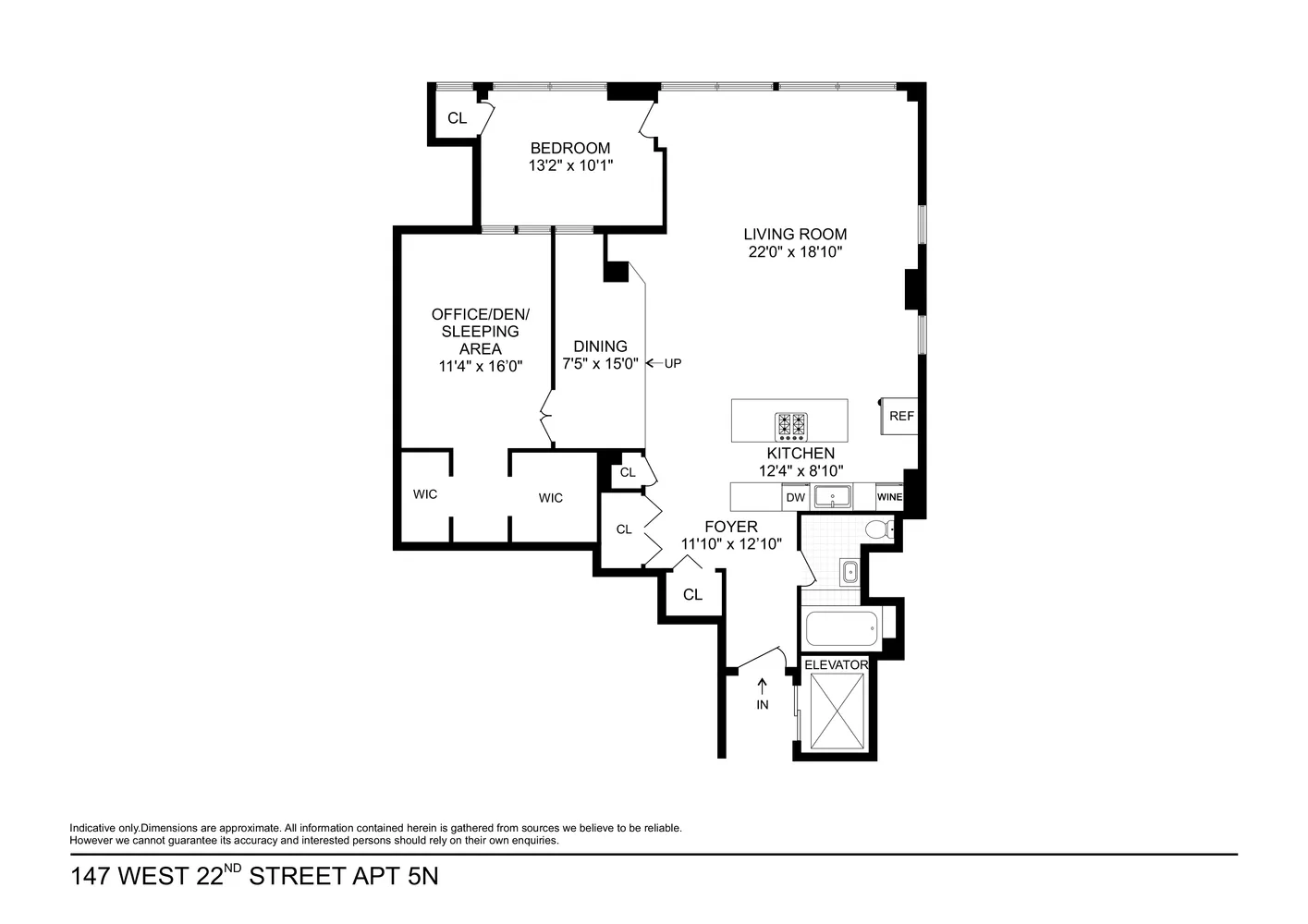 $1,620,000 | 147 West 22nd Street, Unit 5N | Chelsea