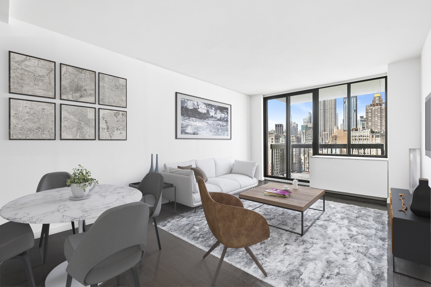 5 East 22nd Street, Unit 28M Manhattan, NY 10010 - Photo 3 of 11 a living room with furniture and large window