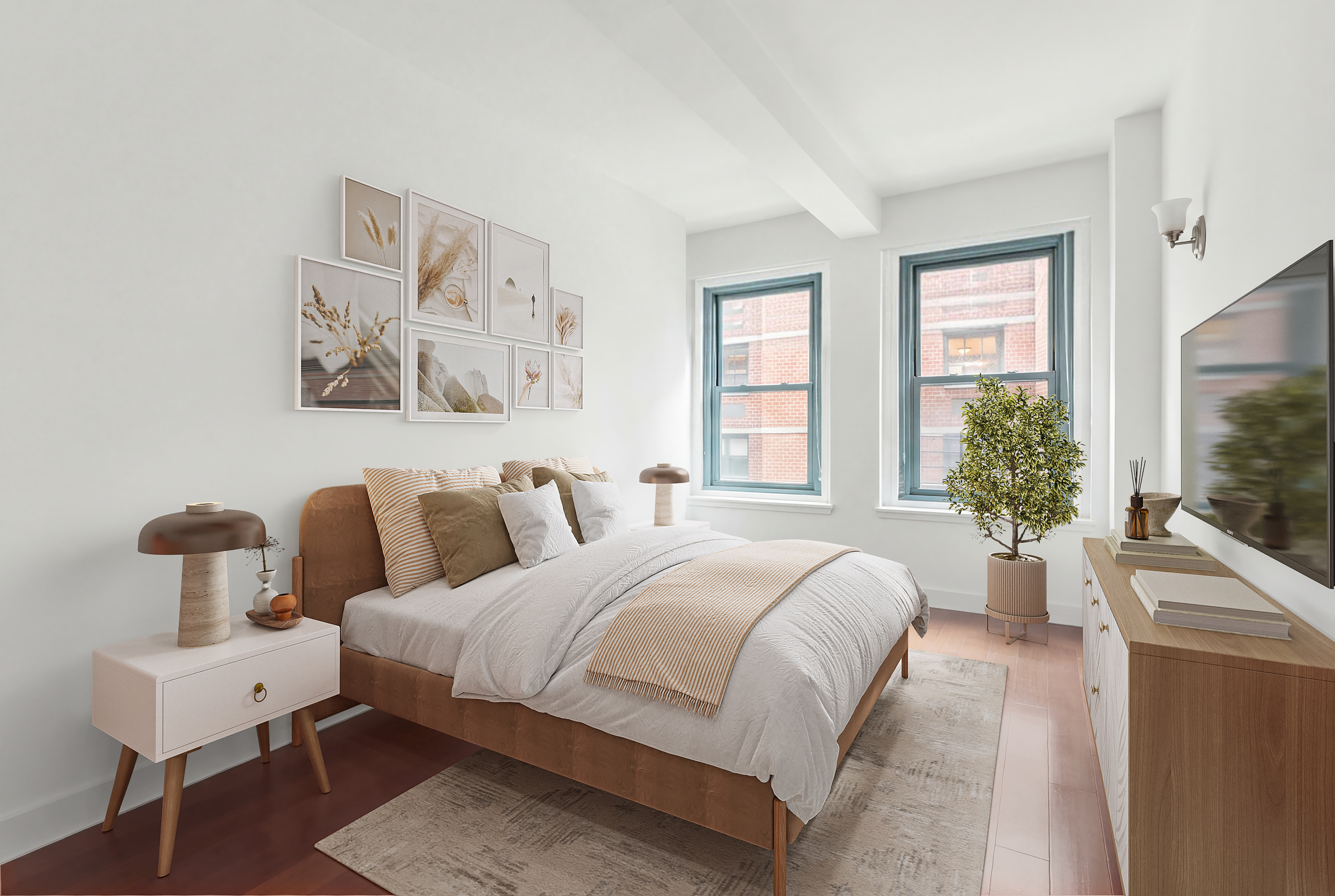 80 John Street, Unit 9A Manhattan, NY 10038 - Photo 5 of 6 a bedroom with a bed and large window