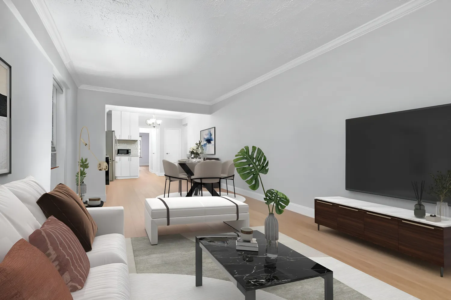 a living room with furniture and a flat screen tv