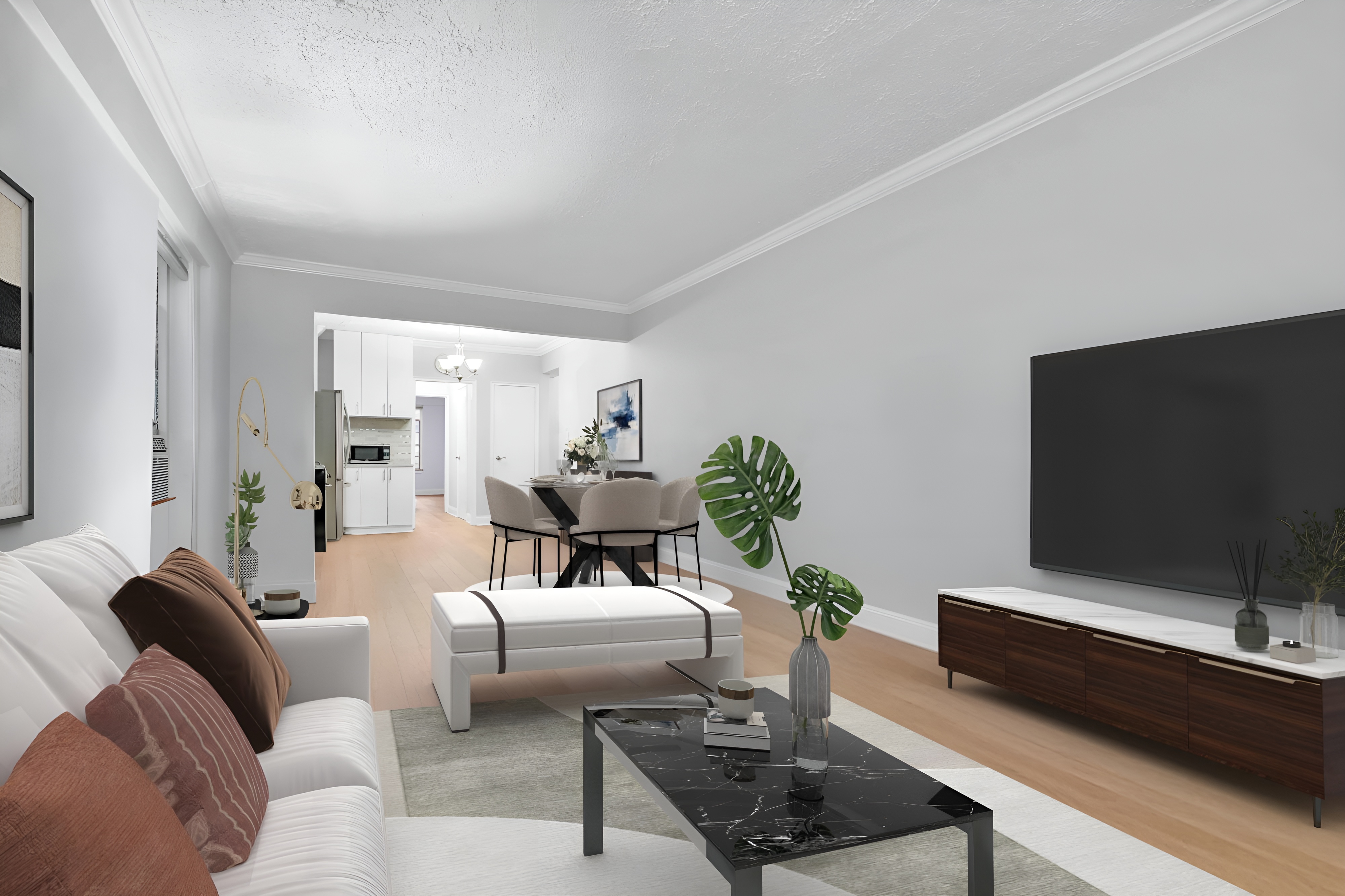 57 Montague Street, Unit 1D Brooklyn, NY 11201 - Photo 5 of 27 a living room with furniture and a flat screen tv