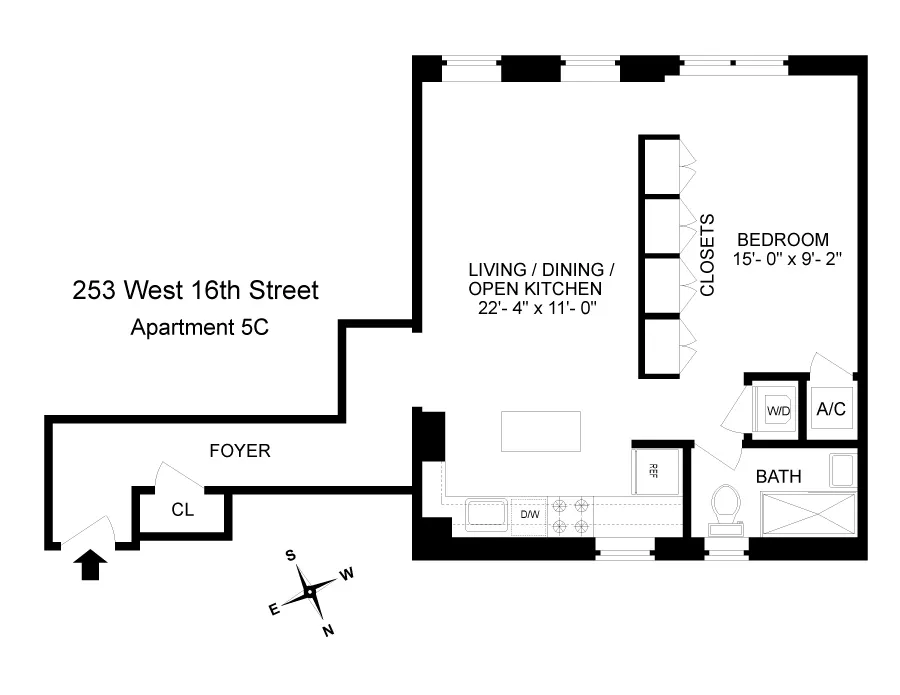 253 West 16th Street, Unit 5C Manhattan, NY 10011 - Photo 11 of 11 a picture of a floor plan