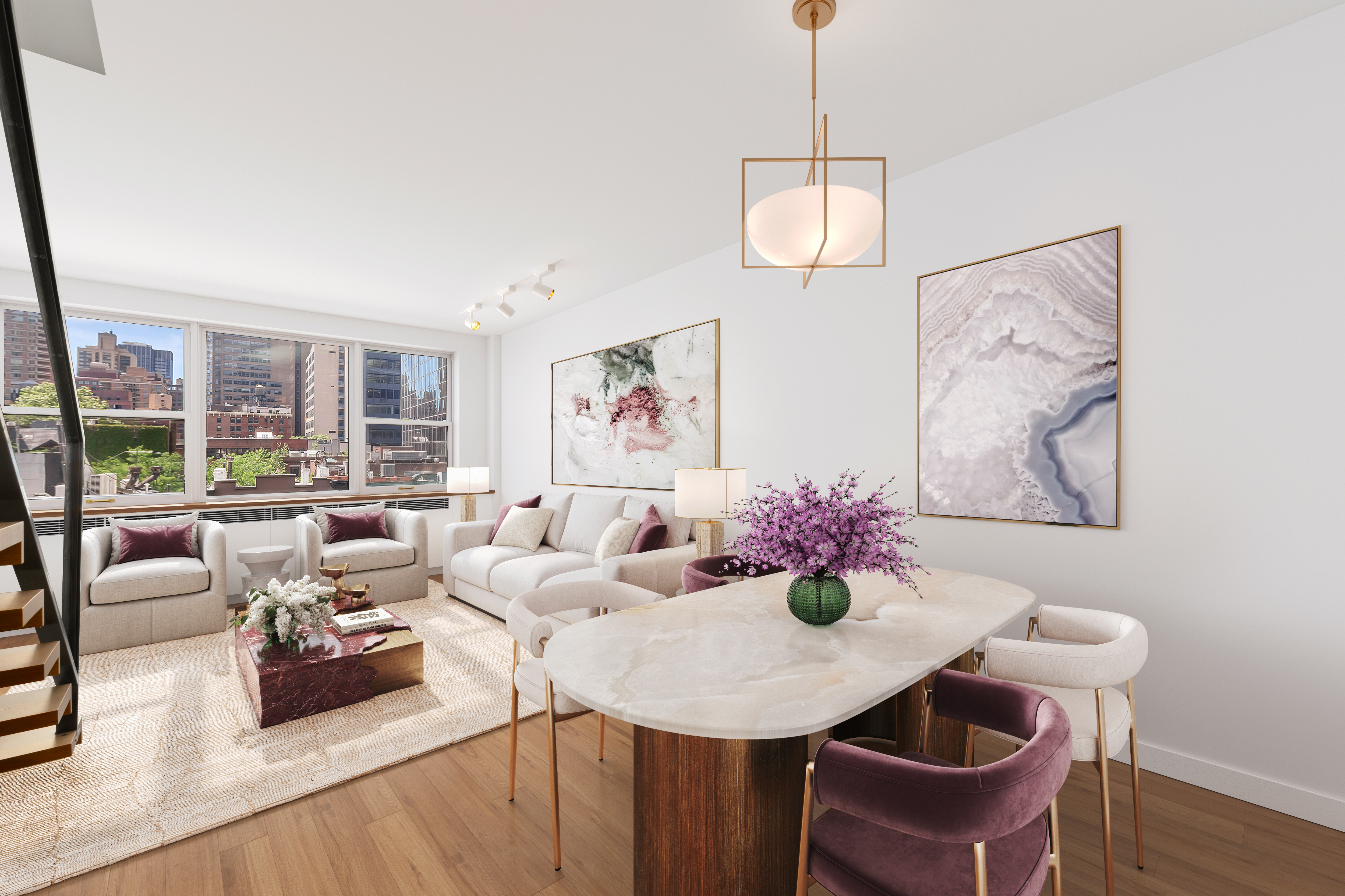 221 East 50th Street, Unit 6D/7D Manhattan, NY 10022 - Photo 5 of 19 a living room with furniture and a table