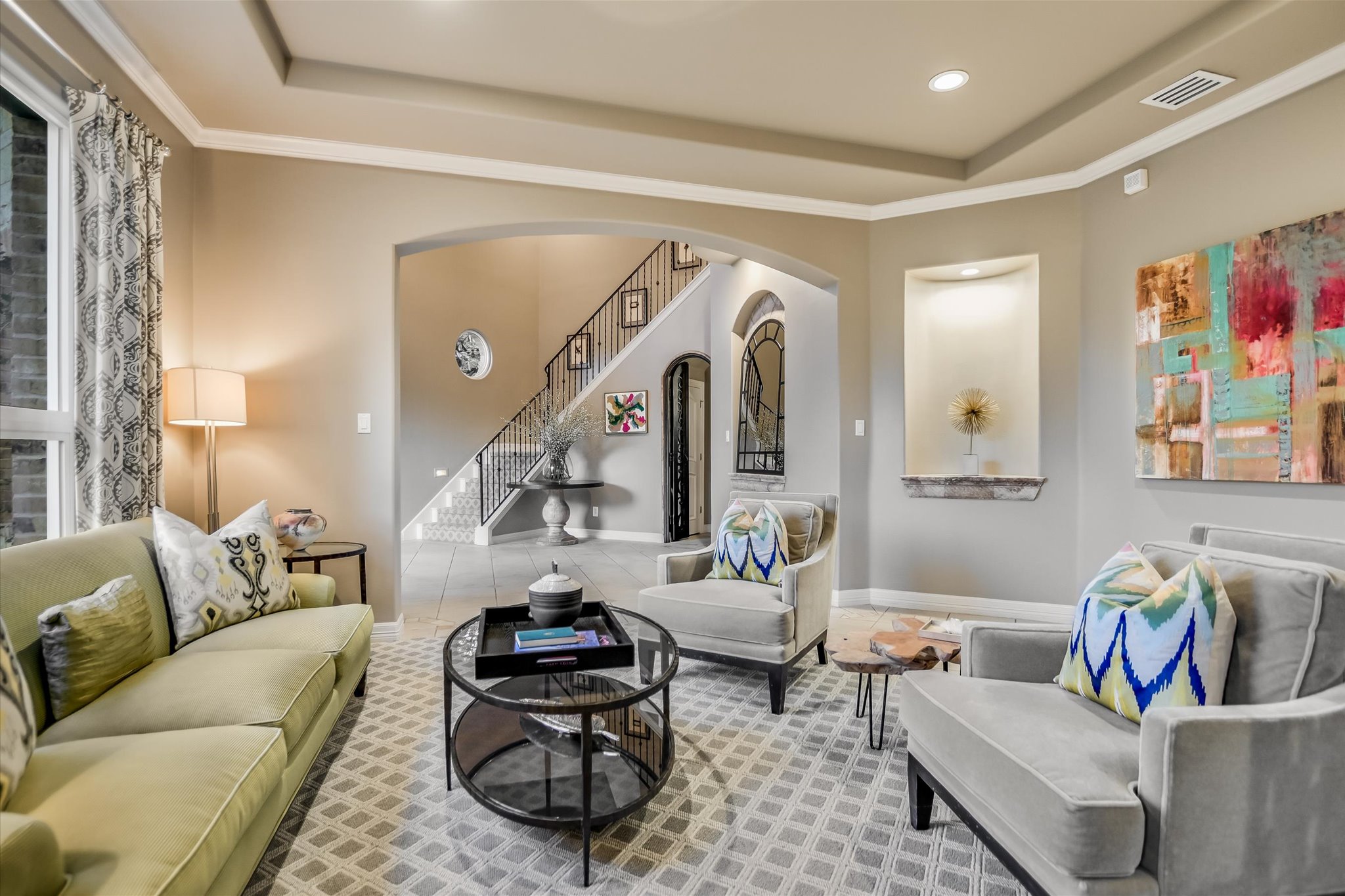 1422 Palomino Ridge Drive Austin, TX 78733 - Photo 6 of 60 a living room with furniture a rug and a large window