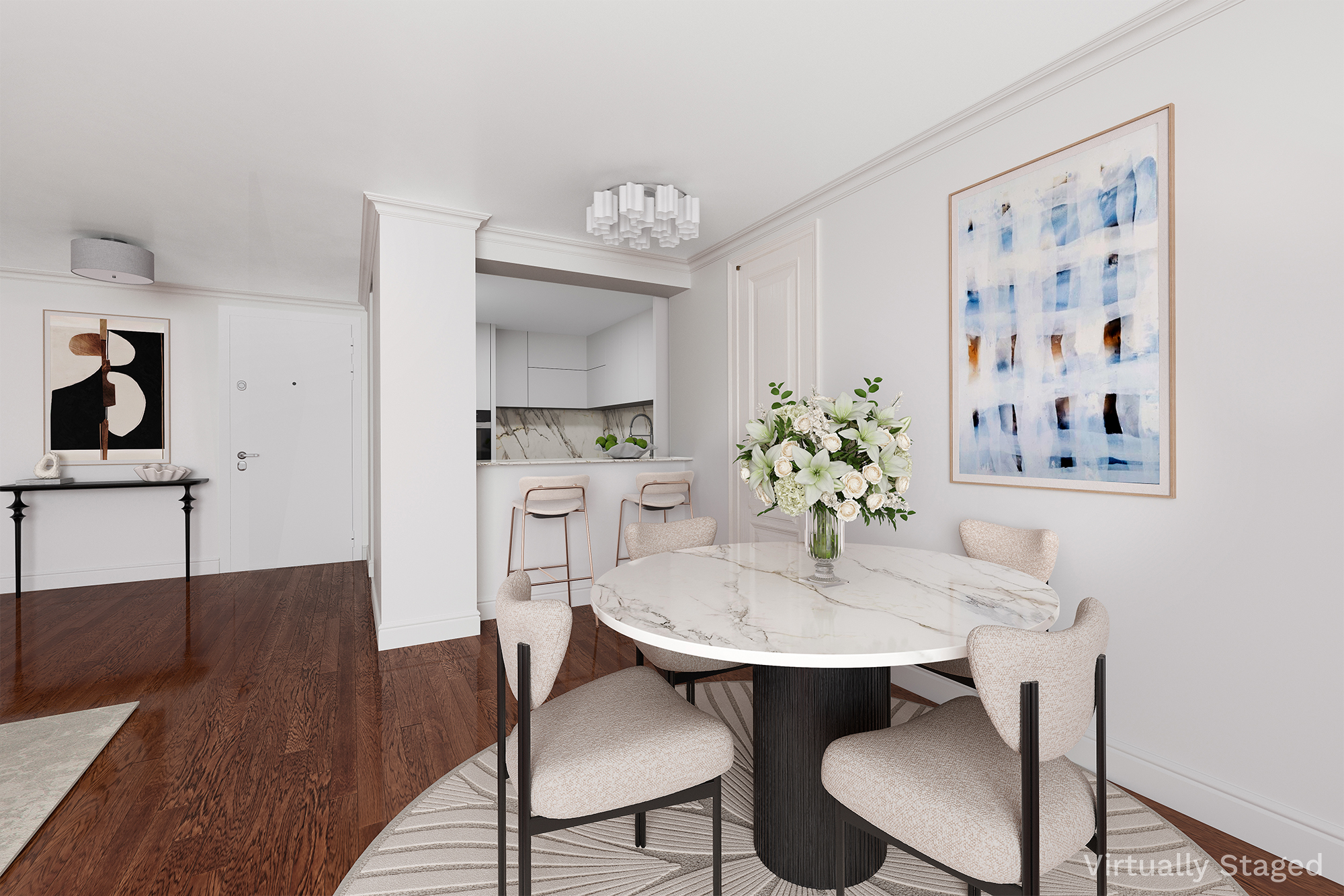 233 East 86th Street, Unit PHB Manhattan, NY 10028 - Photo 3 of 12 a view of a dining room with furniture and wooden floor