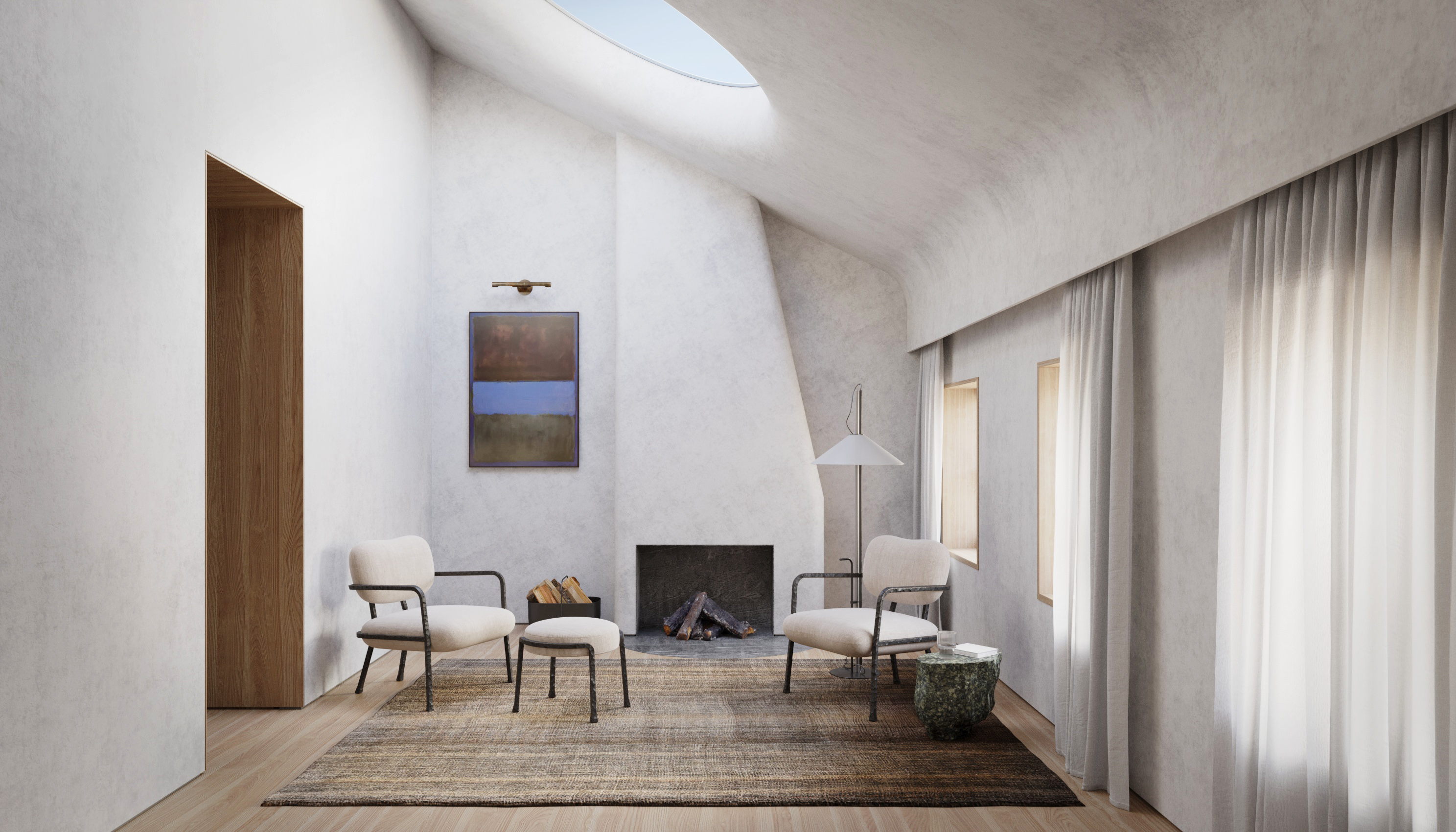 244 West 11th Street Manhattan, NY 10014 - Photo 15 of 29 a living room with furniture and a fireplace