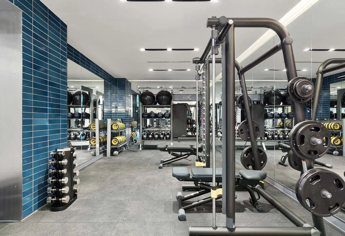 a view of a room with gym equipment