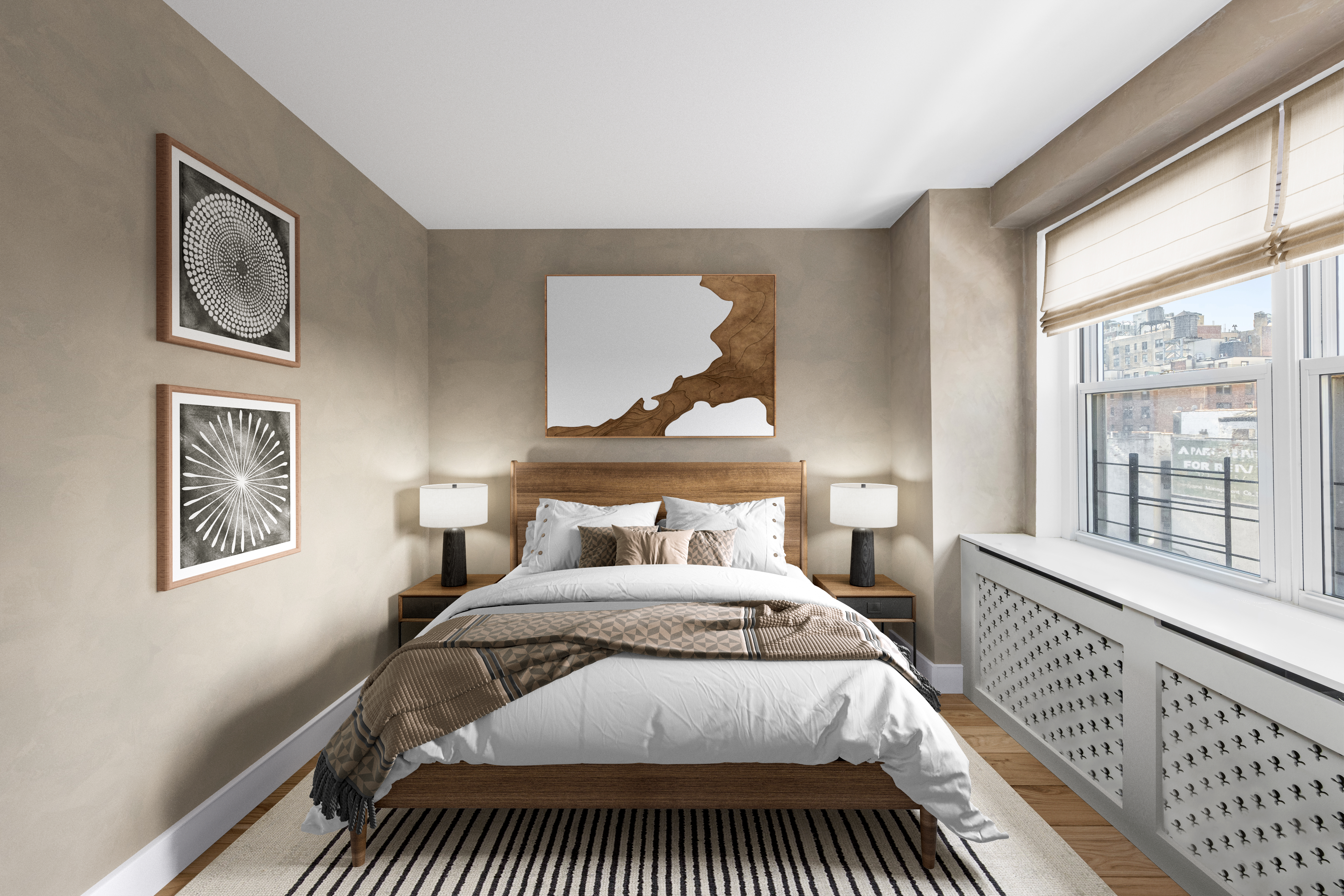 135 East 83rd Street, Unit 8/9C Manhattan, NY 10028 - Photo 6 of 15 a bedroom with a bed and a large window