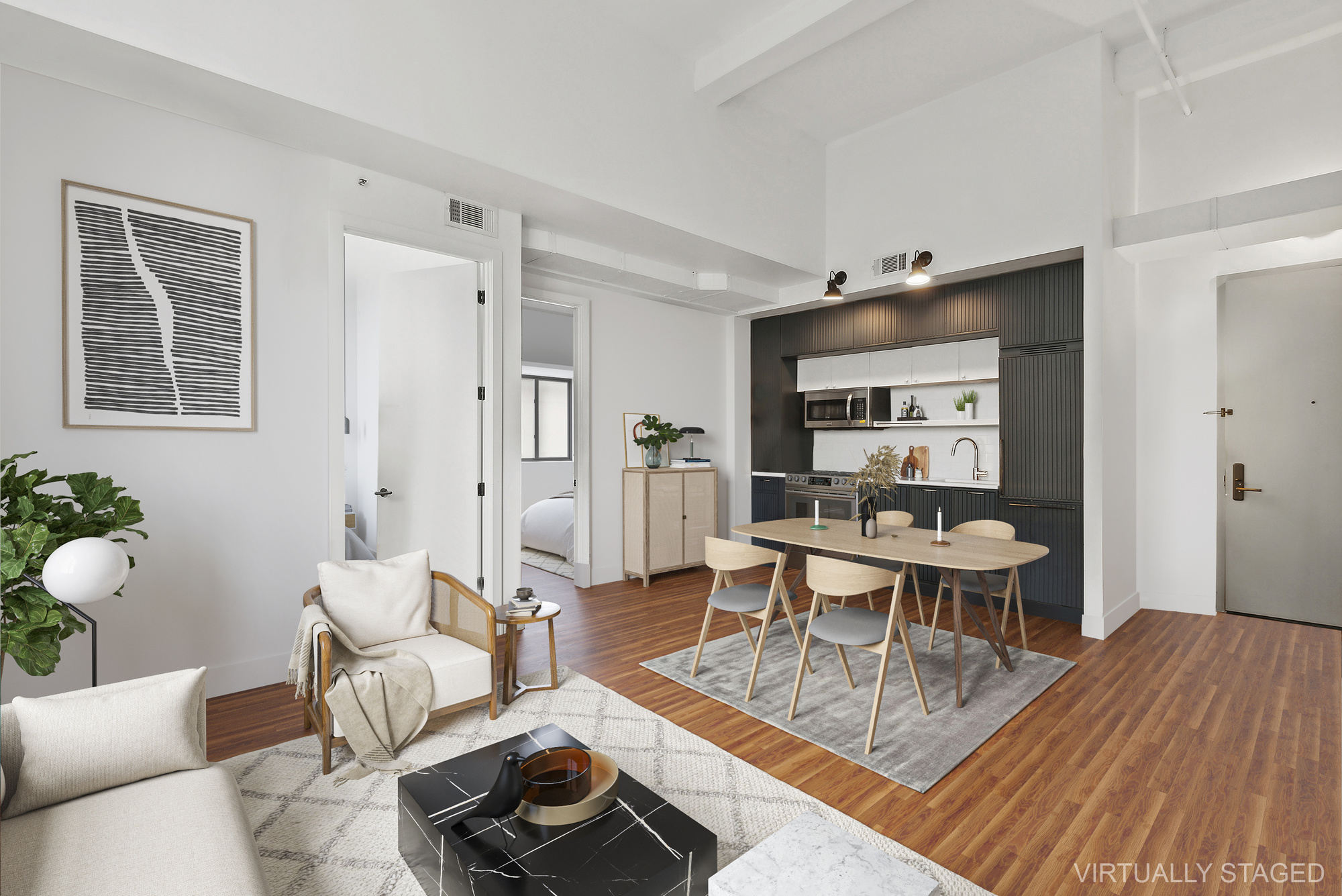 180 Bainbridge Street, Unit 106 Brooklyn, NY 11233 - Photo 2 of 22 a living room with furniture a wooden floor and next to a window