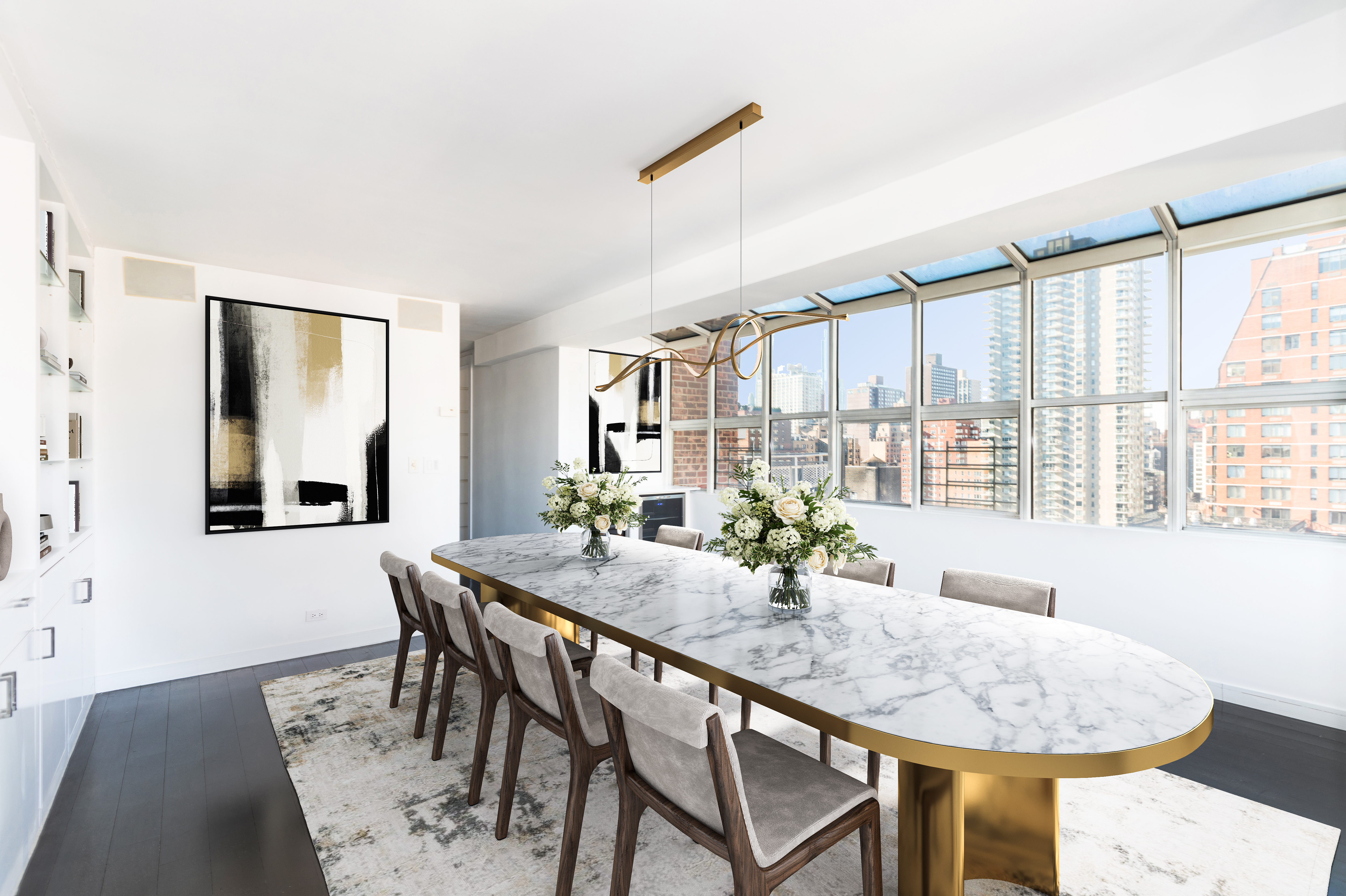 401 East 74th Street, Unit 20F Manhattan, NY 10021 - Photo 3 of 22 a dining room with furniture and wooden floor