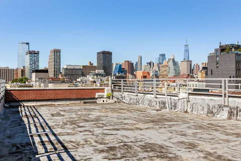 a city view with tall buildings