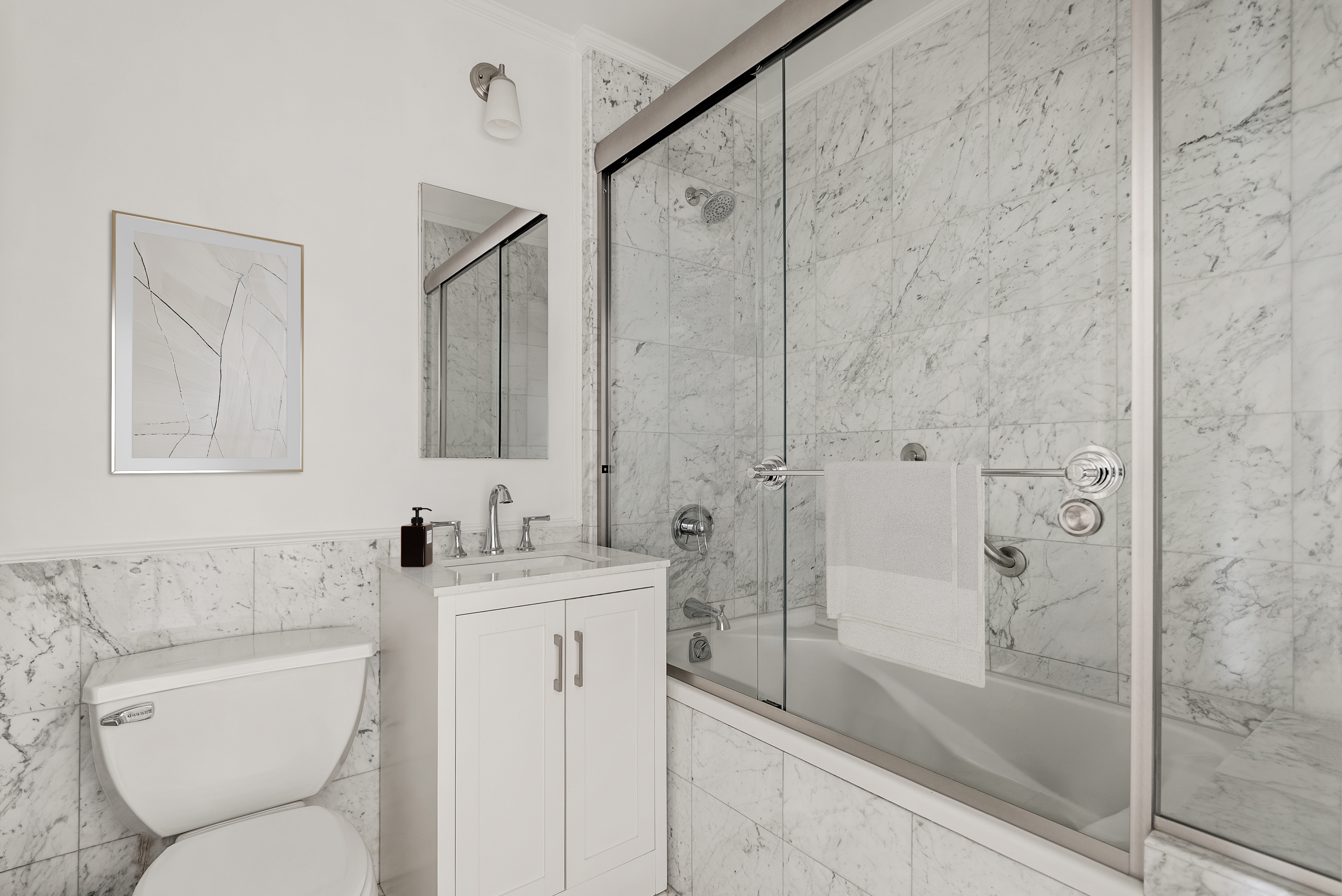 203 West 90th Street, Unit 7H Manhattan, NY 10024 - Photo 10 of 18 a bathroom with a sink toilet and shower
