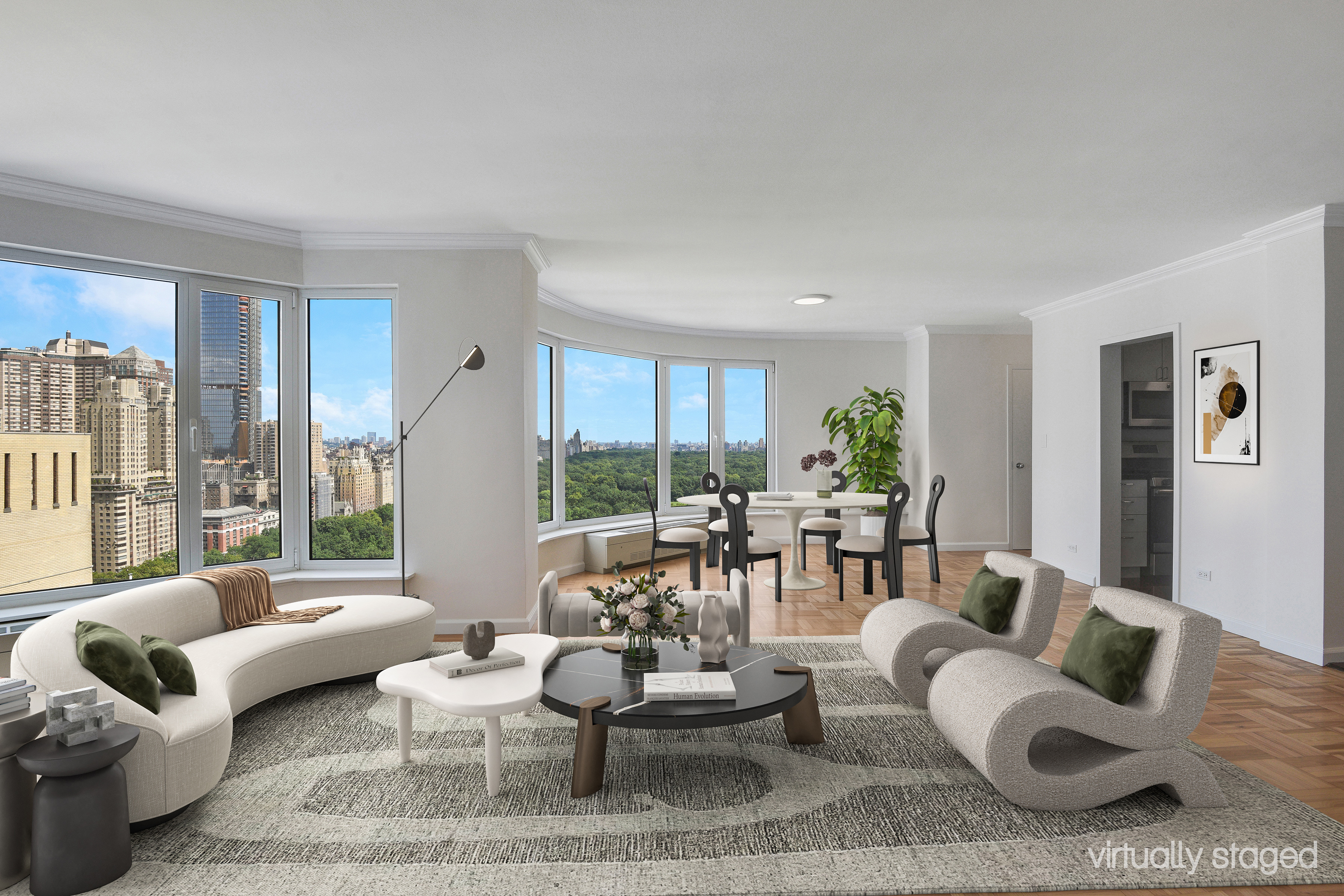 200 Central Park South, Unit 29C Manhattan, NY 10019 - Photo 2 of 23 a living room with furniture and a large window