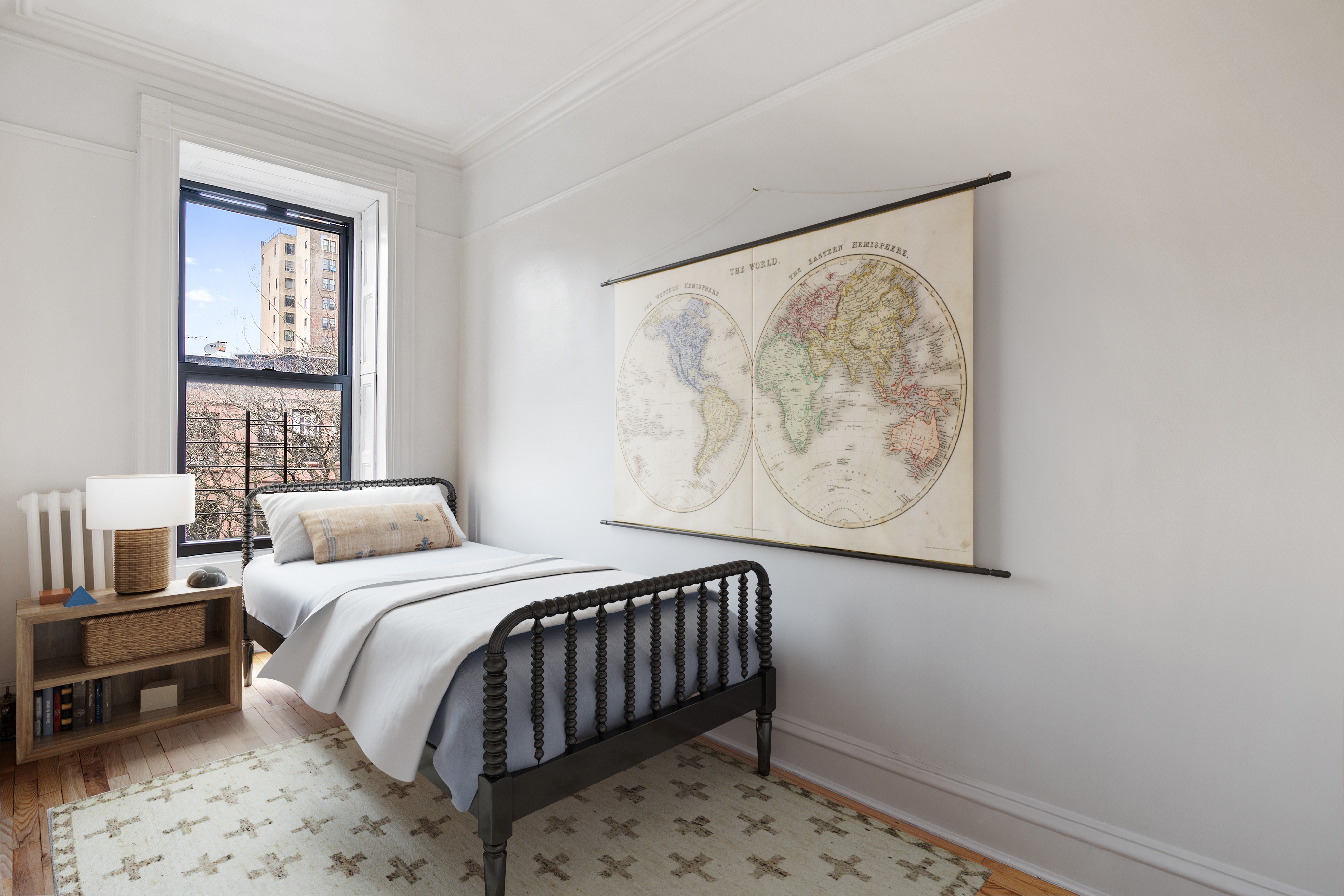 914 President Street, Unit TWNHSE Brooklyn, NY 11215 - Photo 22 of 29 a bedroom with a bed painting on wall and a desk