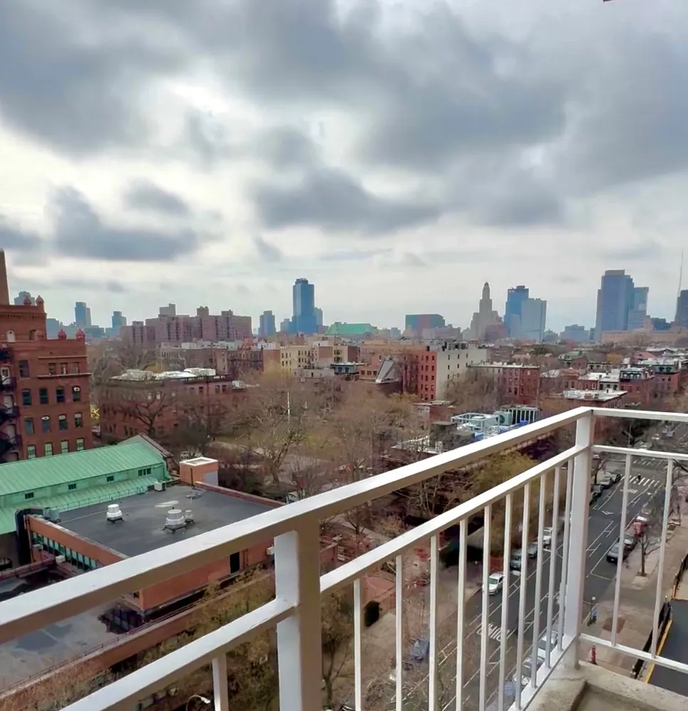 a view of a city view from a balcony