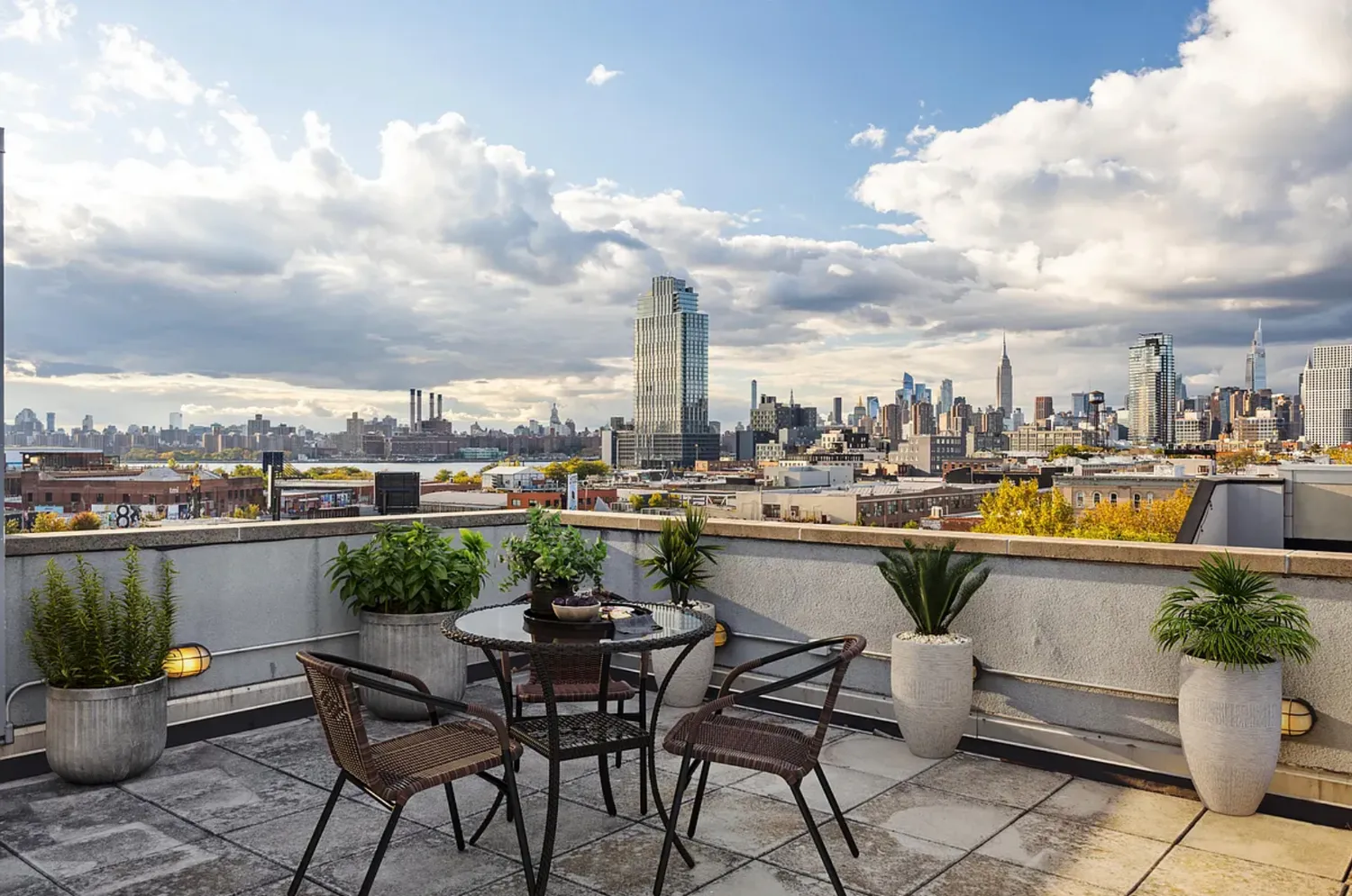 a view of a terrace with furniture