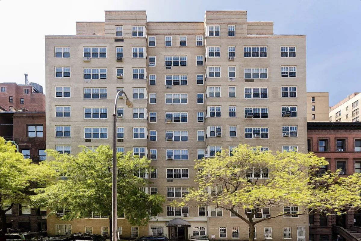 a front view of a building
