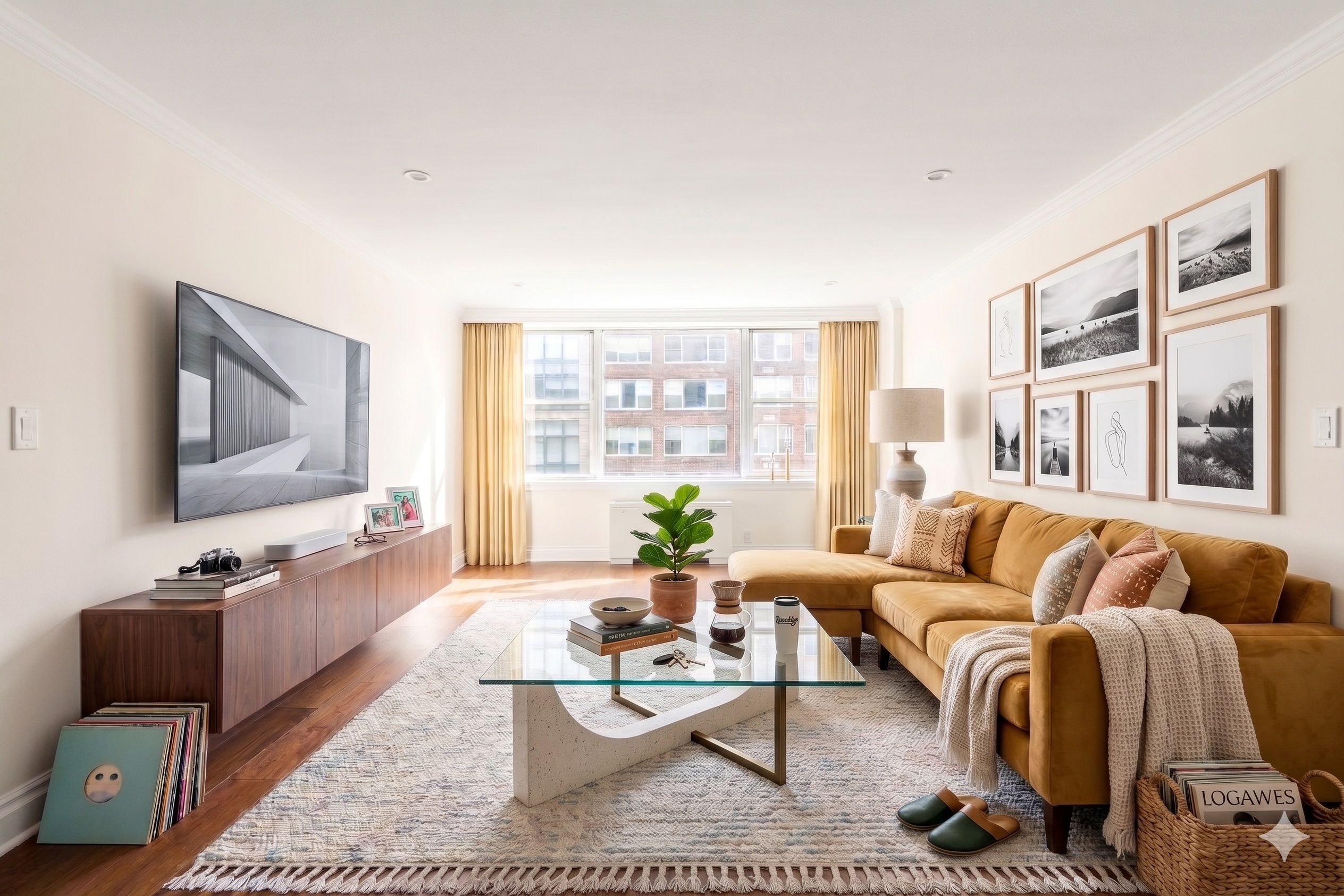 175 East 62nd Street, Unit 12A Manhattan, NY 10065 - Photo 1 of 24 a living room with furniture and a flat screen tv