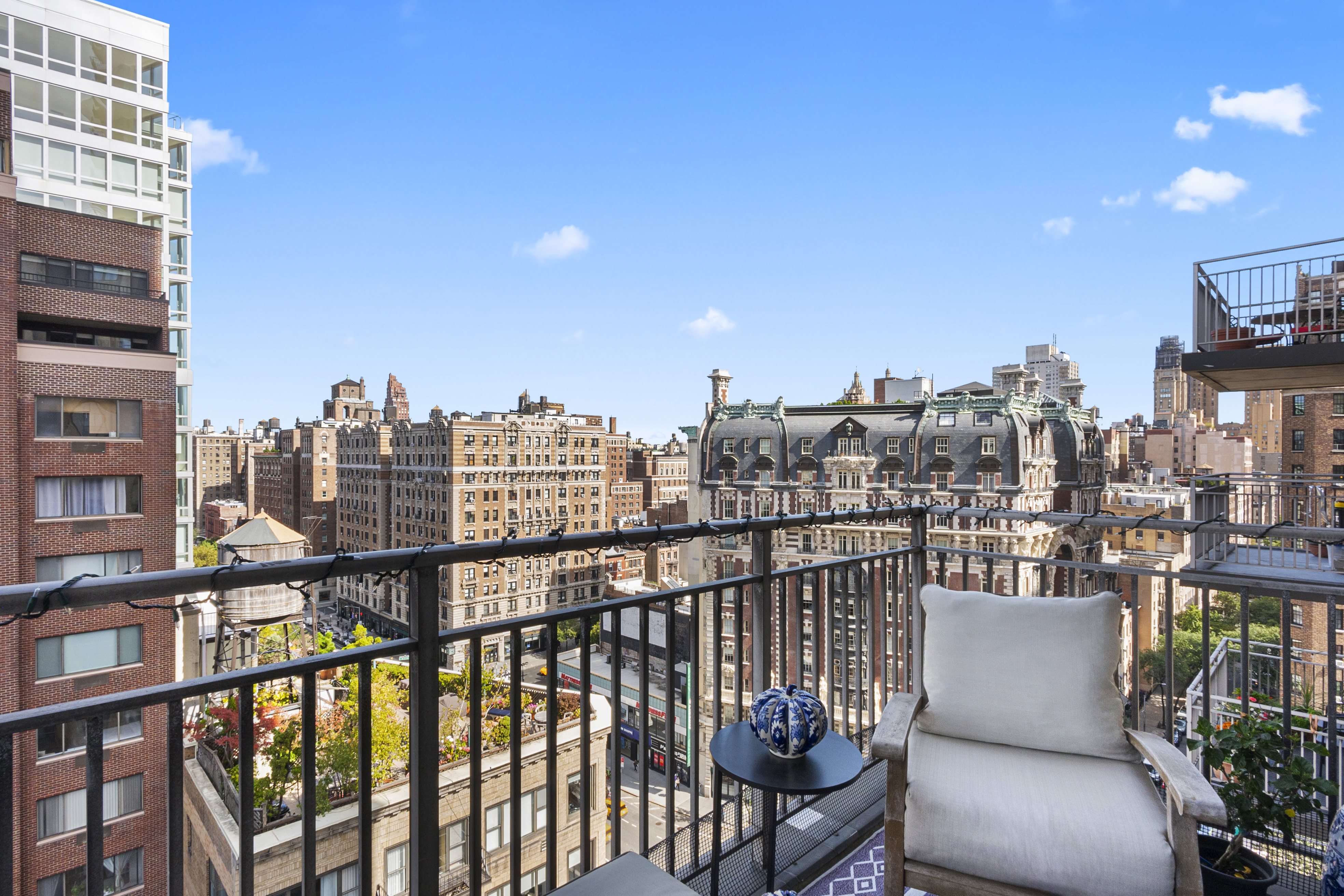 a view of a city from a balcony