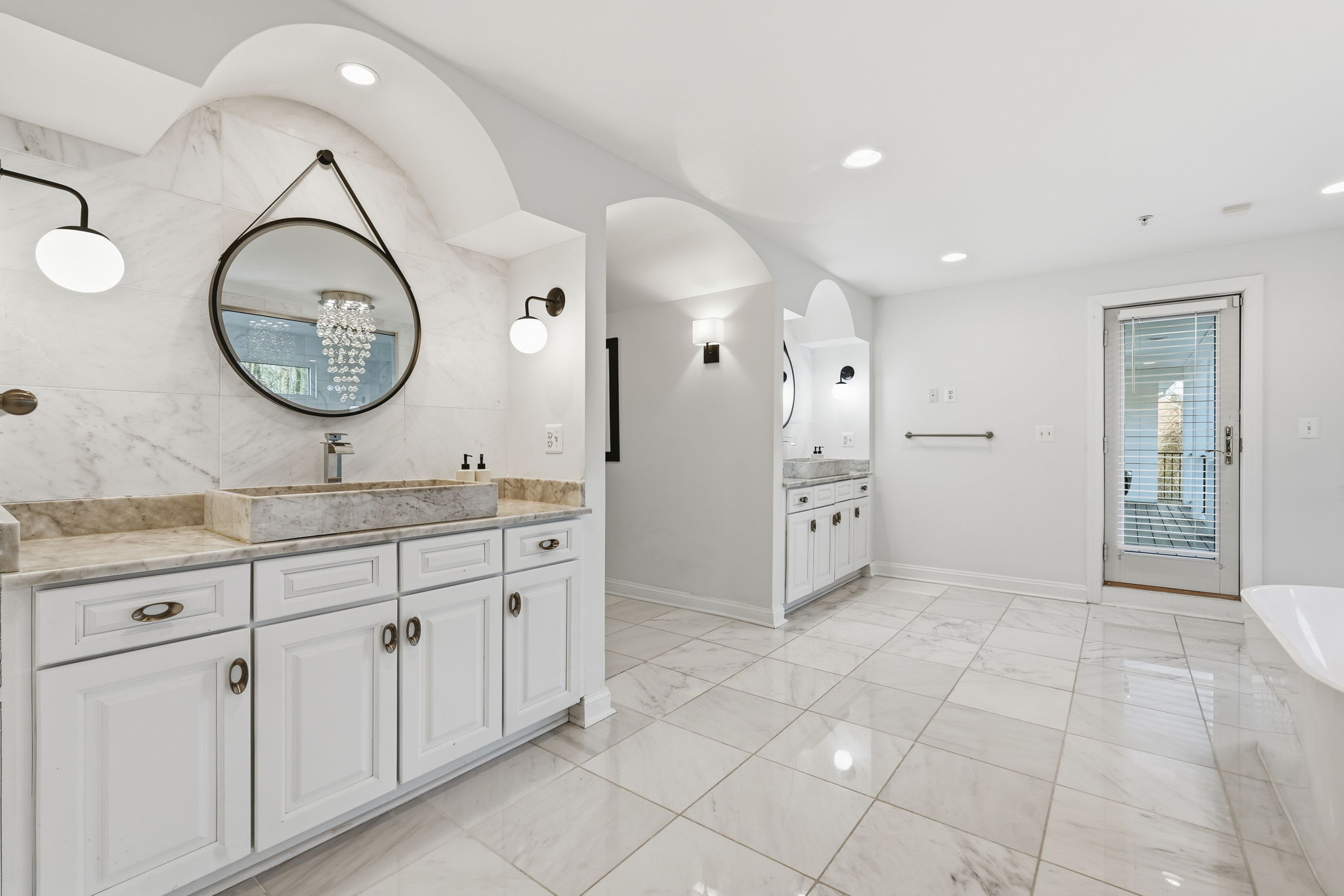 11000 Brooks Reserve Road Upper Marlboro, MD 20772 - Photo 25 of 60 a bathroom with a granite countertop sink a mirror and a shower