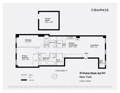 $2,998,000 | 51 Warren Street, Unit 3W | TriBeCa