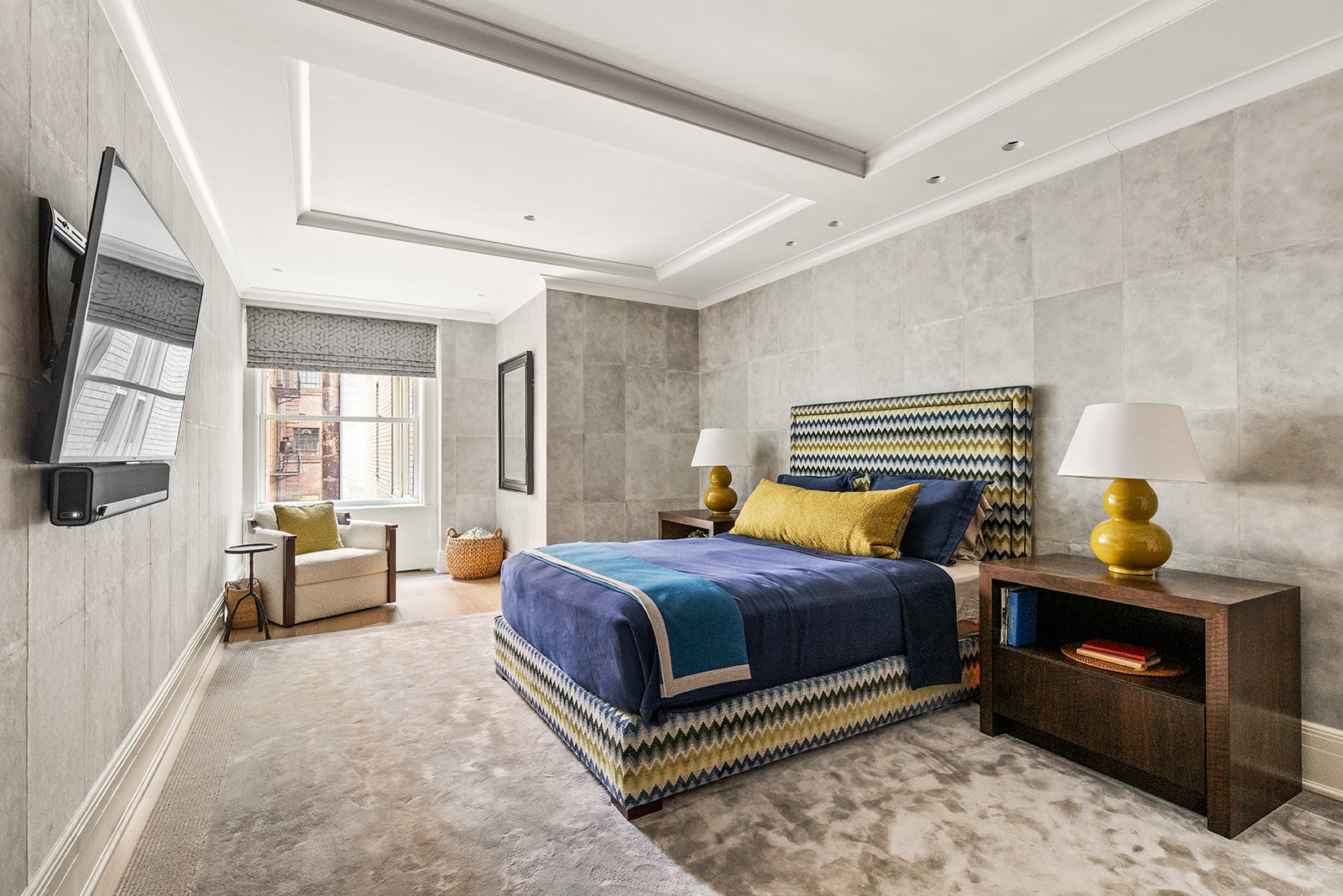 15 West 81st Street, Unit 4E Manhattan, NY 10024 - Photo 8 of 18 a bedroom with a bed and flat screen tv