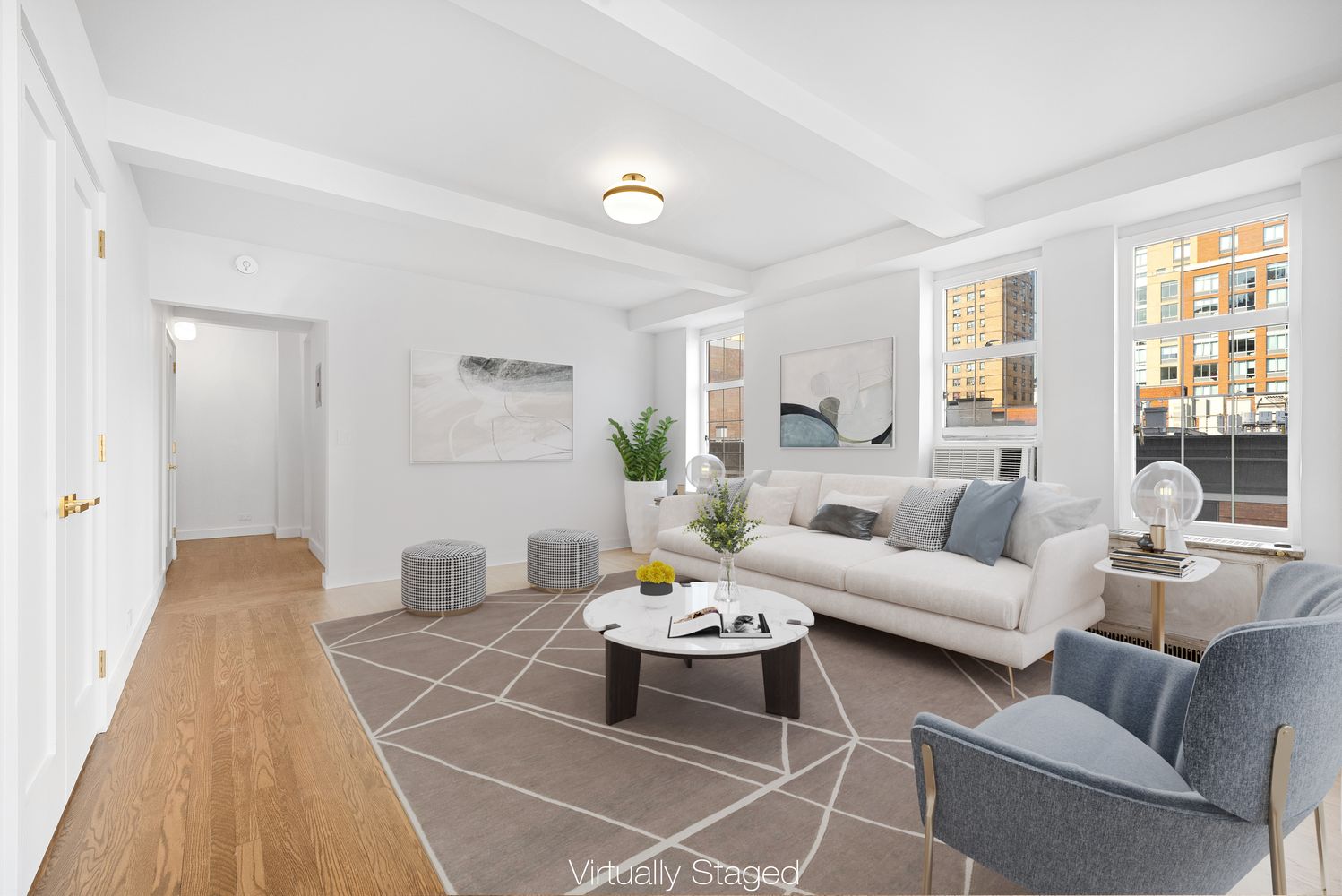 a view of a city with tall buildings