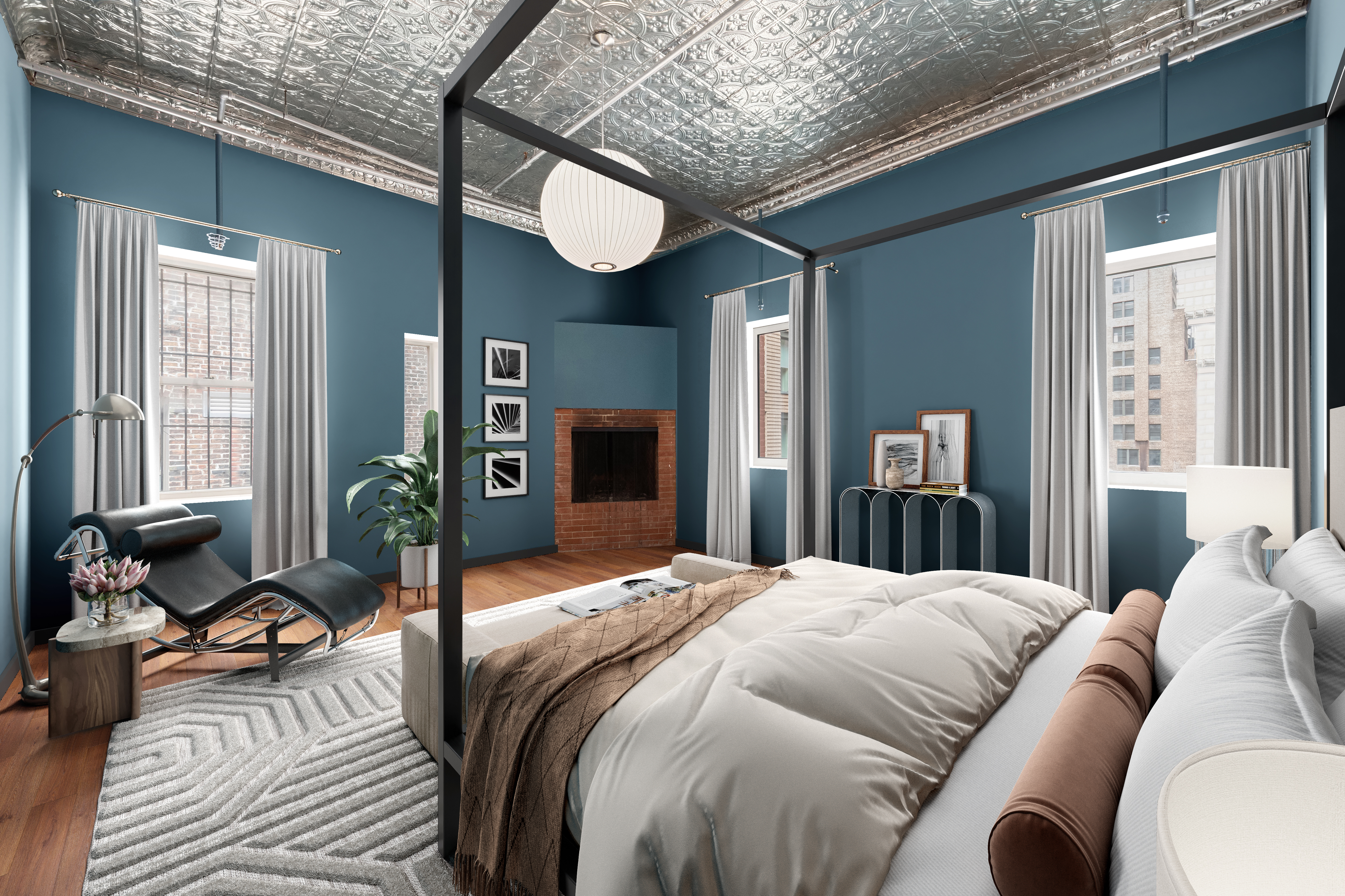 253 West 28th Street, Unit 5 Manhattan, NY 10001 - Photo 13 of 19 a bedroom with a large bed couch and windows