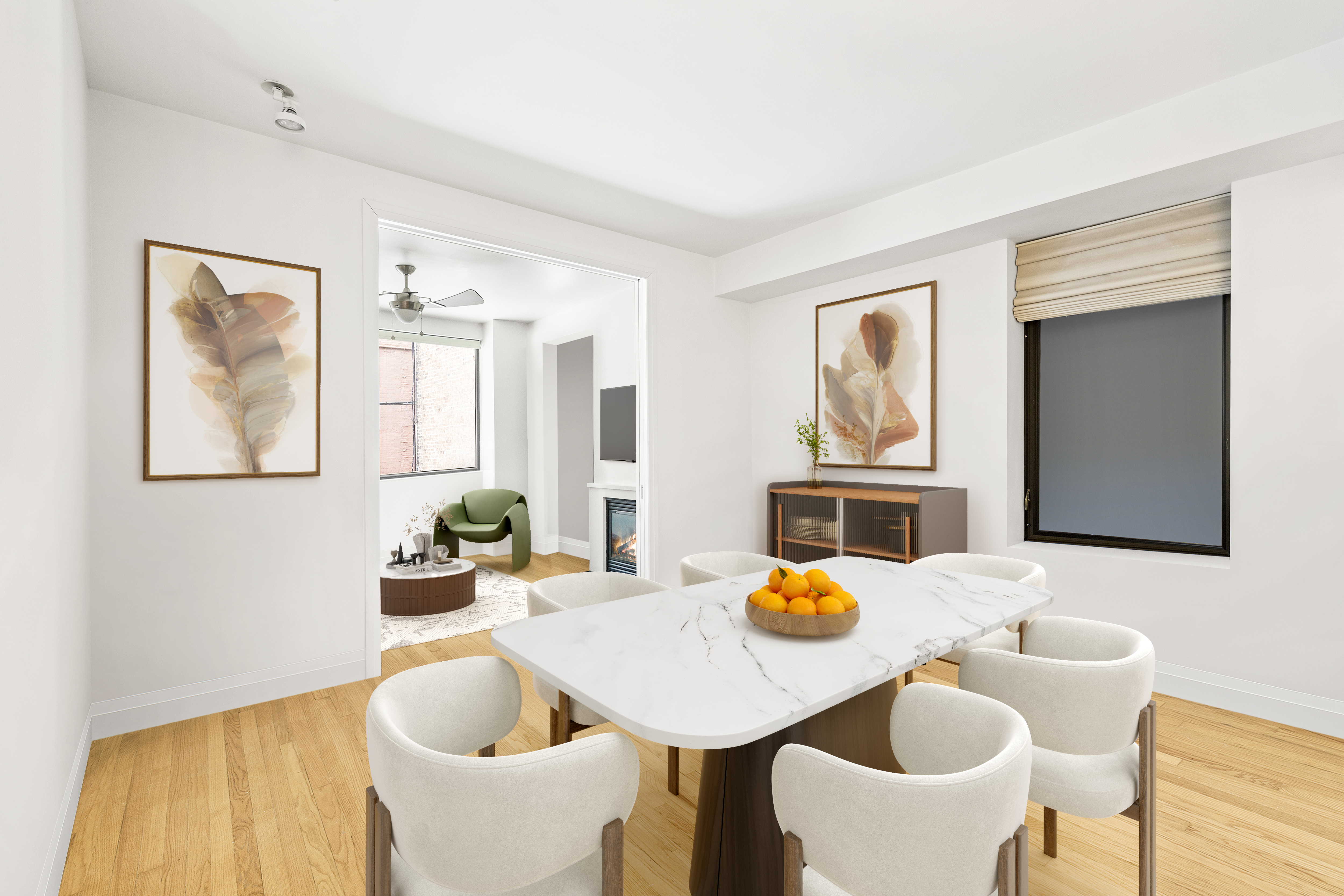 212 East 95th Street, Unit 2C Manhattan, NY 10128 - Photo 4 of 11 a living room with furniture a large window and dining table