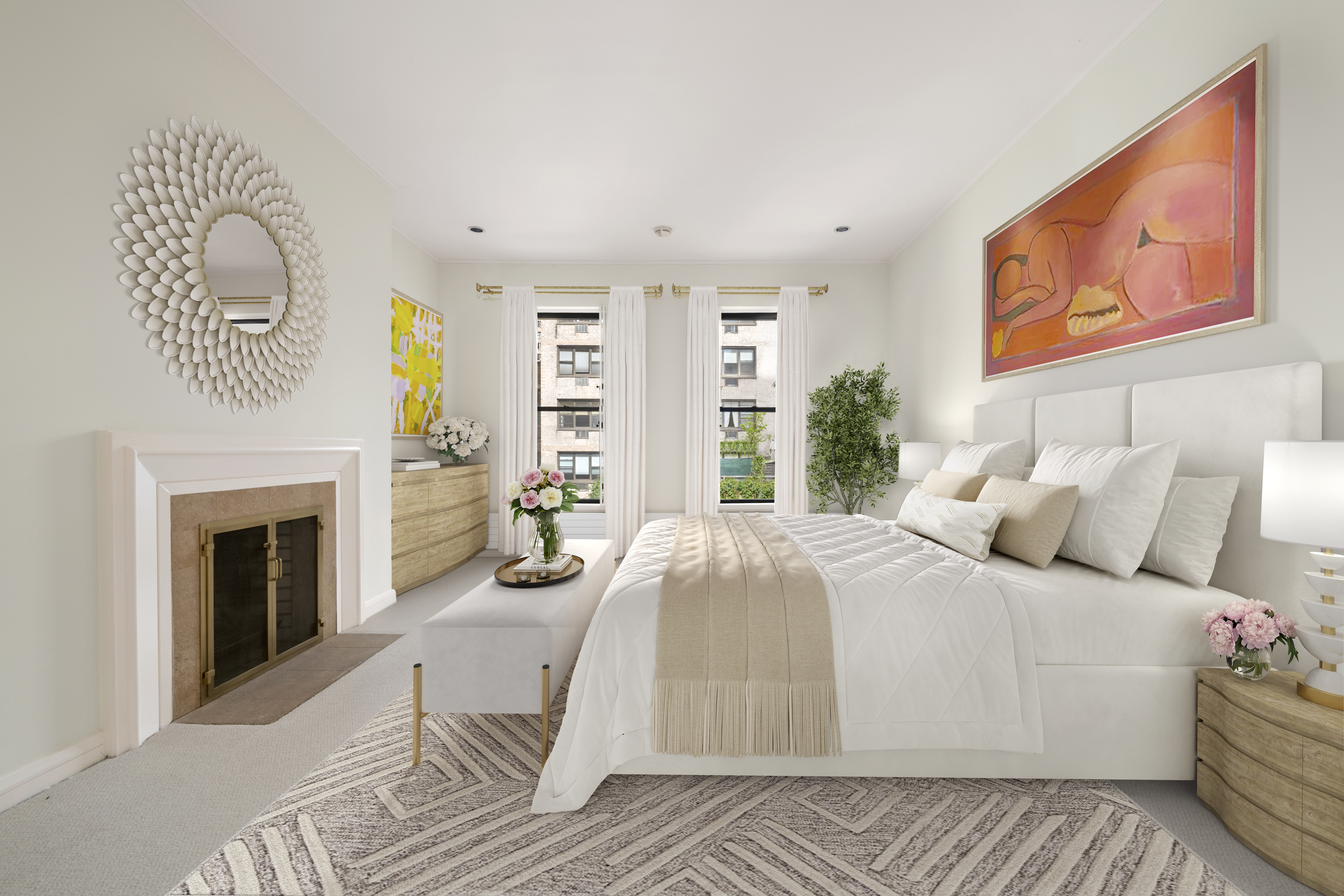 313 West 102nd Street Manhattan, NY 10025 - Photo 14 of 36 a bedroom with a bed and a fireplace